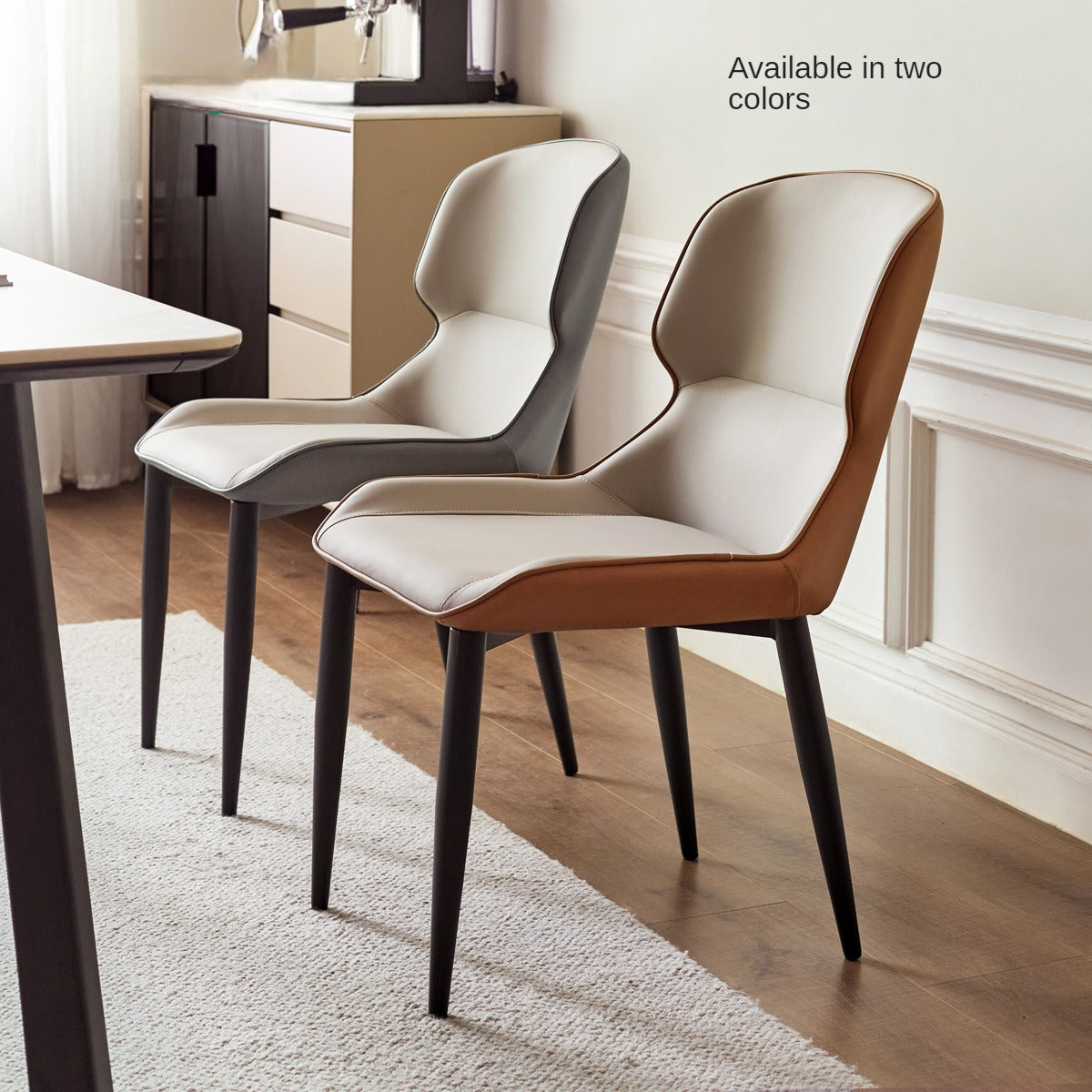 Premium Organic Leather 4-Piece Dining Chair Set - Modern Light Luxury Design for Living Room, Dining Room & Office Decor