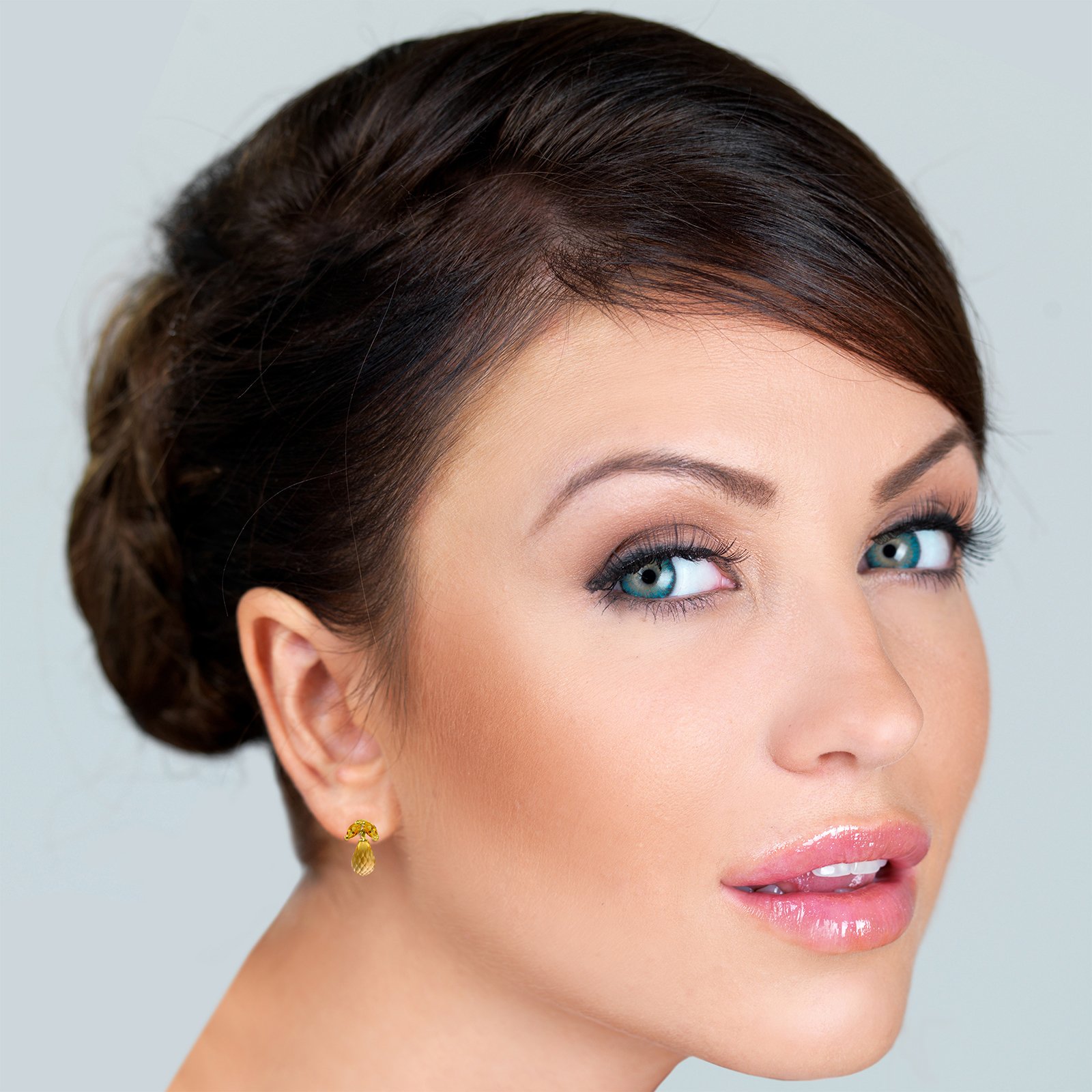 14K Solid Gold Citrine Stud Earrings for Women | GG Galaxy Gold Collection | Elegant Everyday & Party Jewelry Gift