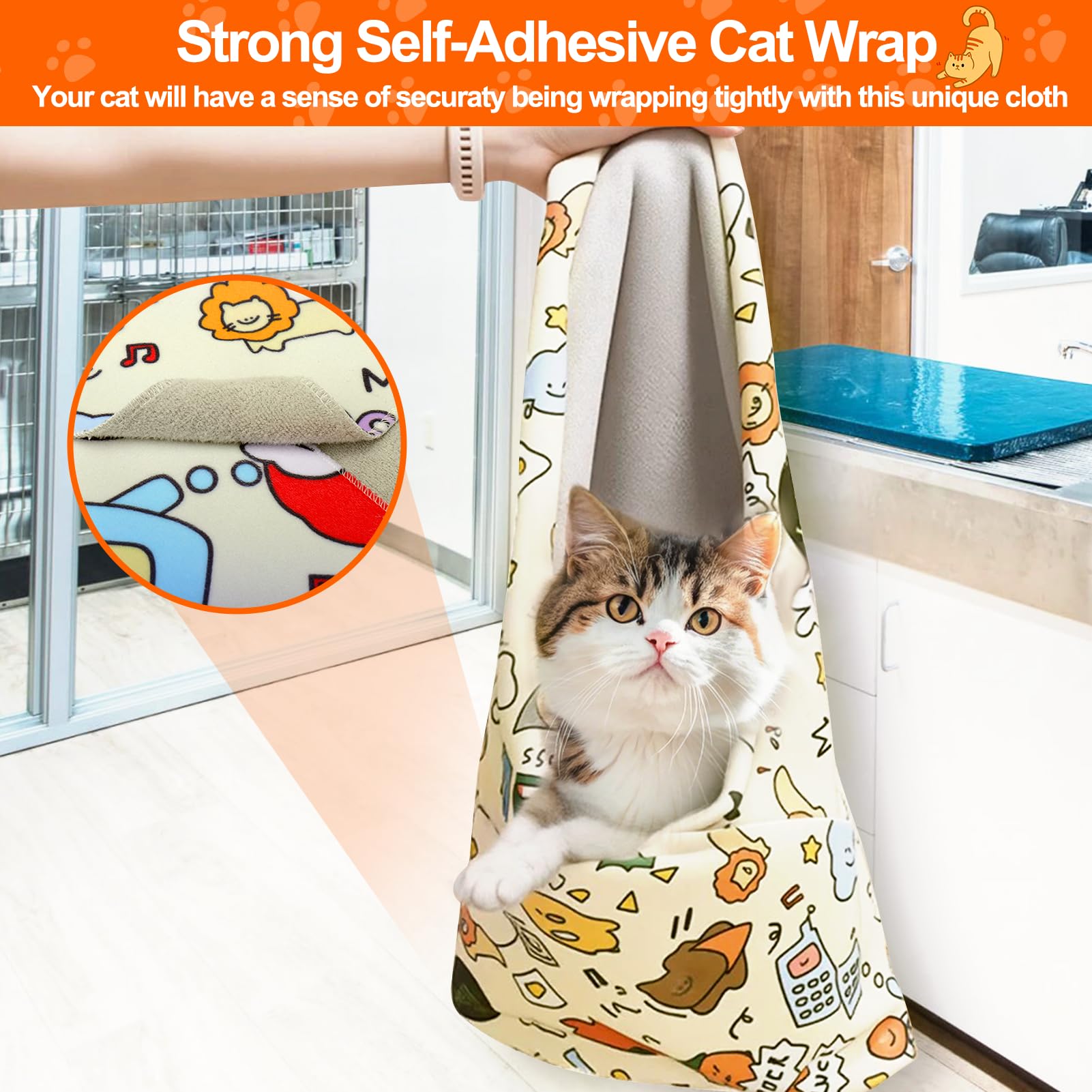 Premium Cat Grooming Wrap for Nail Trimming - Anti-Scratch & Escape-Proof Cat Restraint with Nail Clippers - Calming Swaddle for Stress-Free Grooming (Large Size) - Perfect for Anxious Cats & Home Pet Care