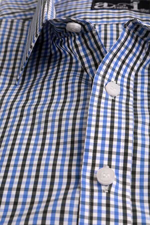 Blue and Black Checkered Formal Dress Shirt for Men | Business, Office & Wedding Attire