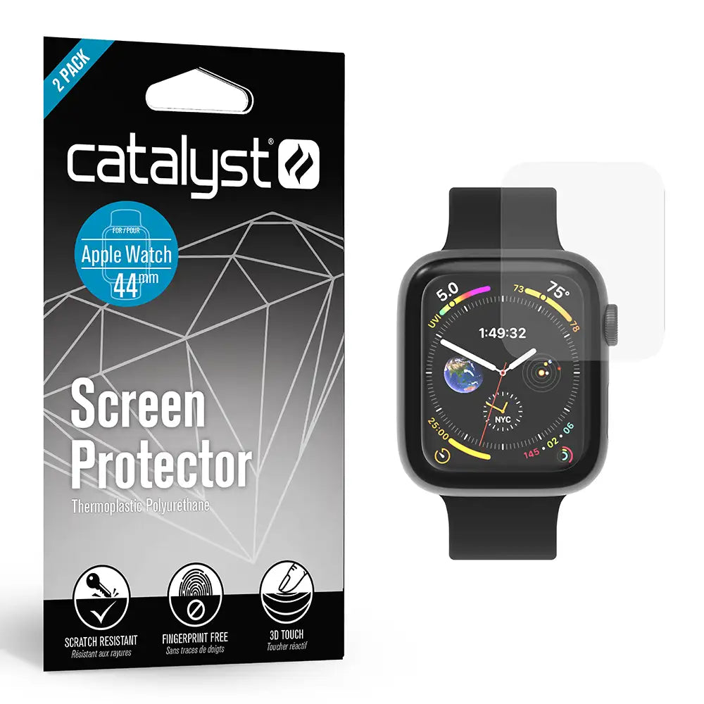 44mm Tempered Glass Screen Protector (2 Pack) for Apple Watch Series 6/5/4/SE (Gen 2/1) - Shatterproof, Bubble-Free, HD Clear Protection for Workouts & Daily Use