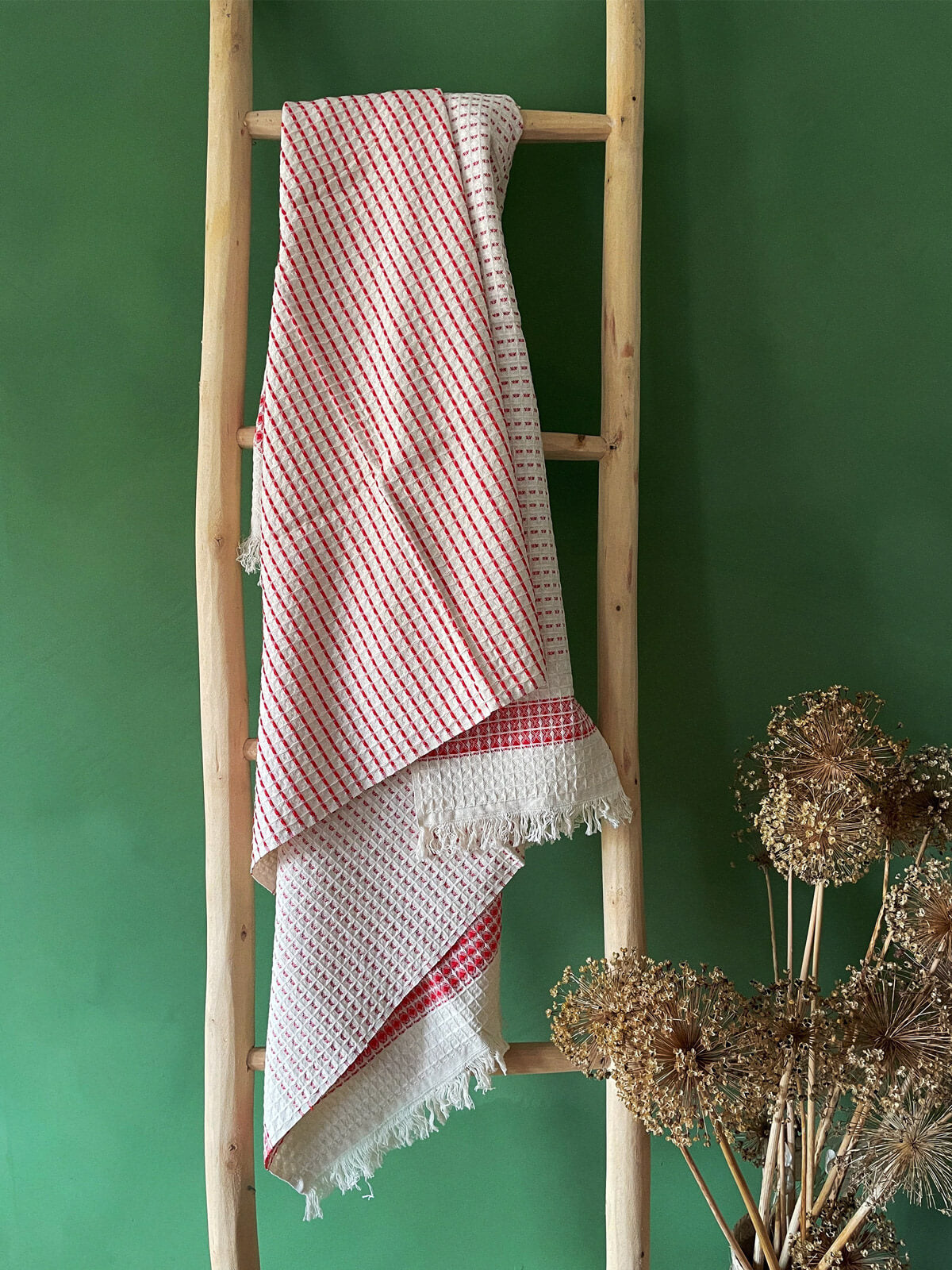 Milos Check Hammam Towel - Premium Turkish Cotton Bath Towel, Spa & Beach Wrap, Terracotta - Perfect for Yoga, Sauna, and Poolside Relaxation