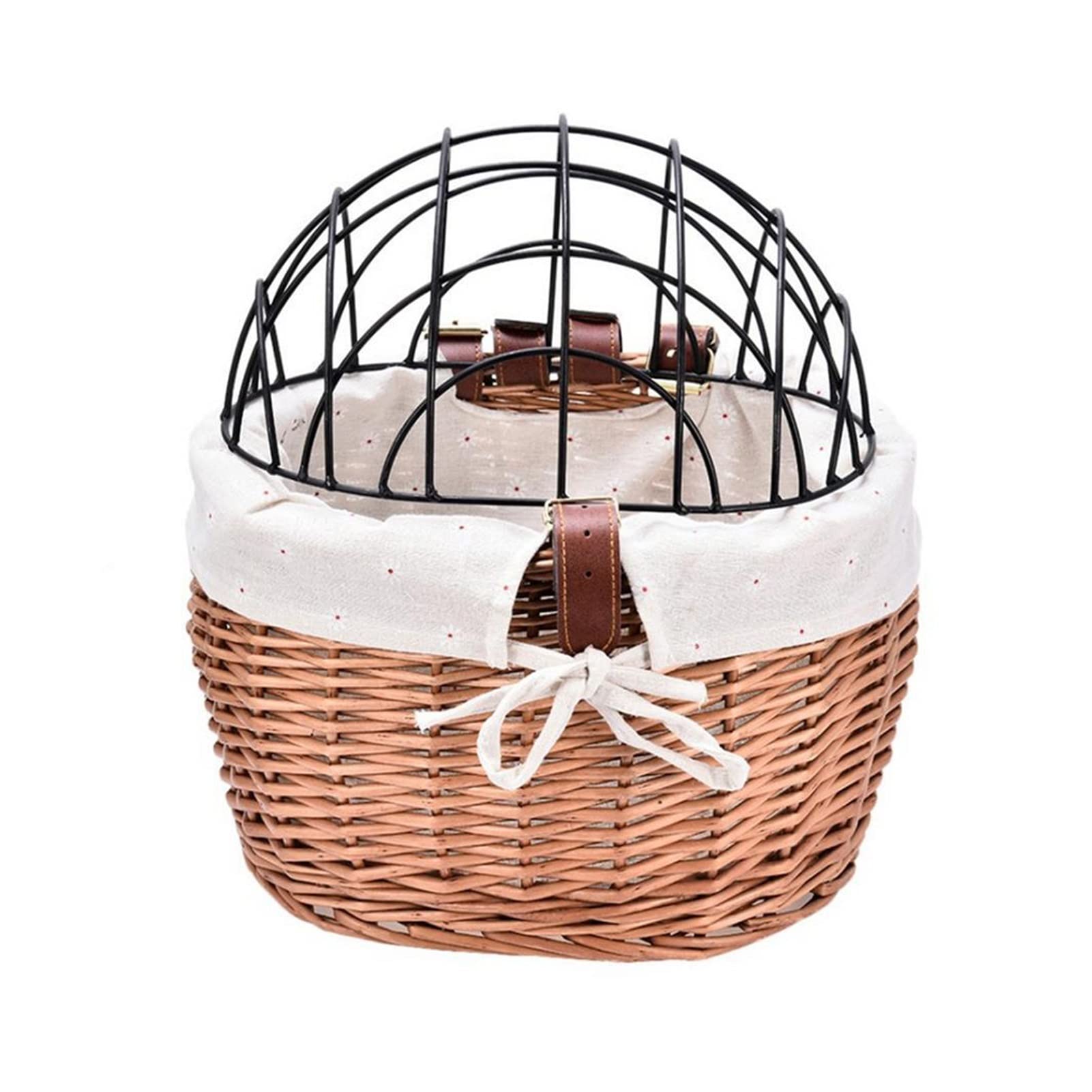 Handwoven Bike Basket for Pets - MTB/Road Cycling Accessories (White) - Perfect for Cat & Dog Rides