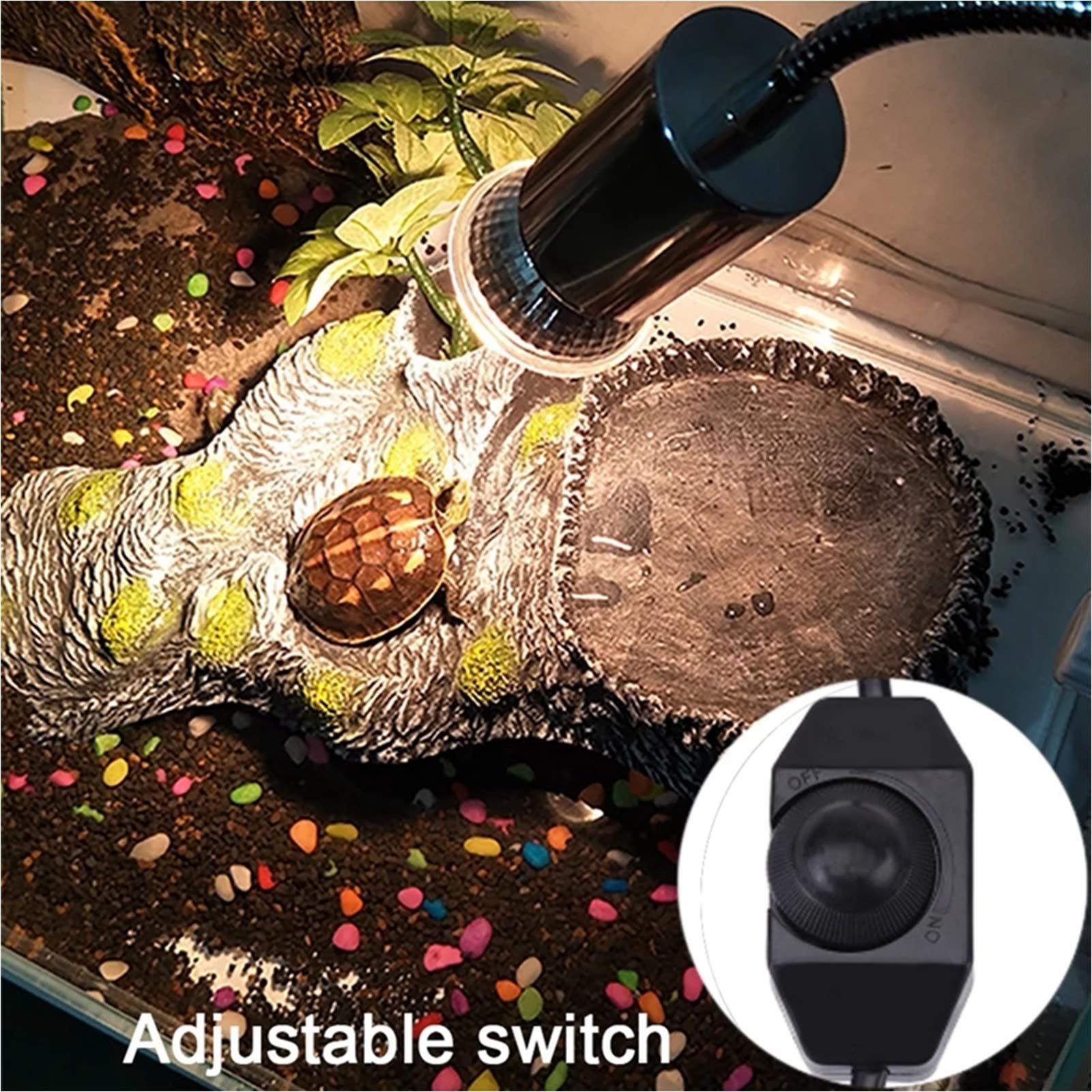 Adjustable Reptile Lamp Fixture Holder with 2 UVA UVB Bulbs - Clamp Stand for Heating Light, Baking Lamp for Aquariums, Pets, Plants, Lizards, Spiders & Snakes - Perfect for Terrariums, Vivariums & Reptile Habitats