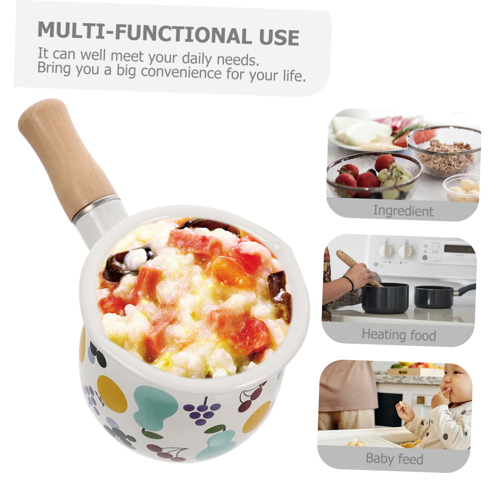 Portable Enamel Butter Warmer & Milk Pan with Handle - Perfect for Baby Food Heating, Melting Butter, and Kitchen Use | Ideal for Home, Camping, and Travel