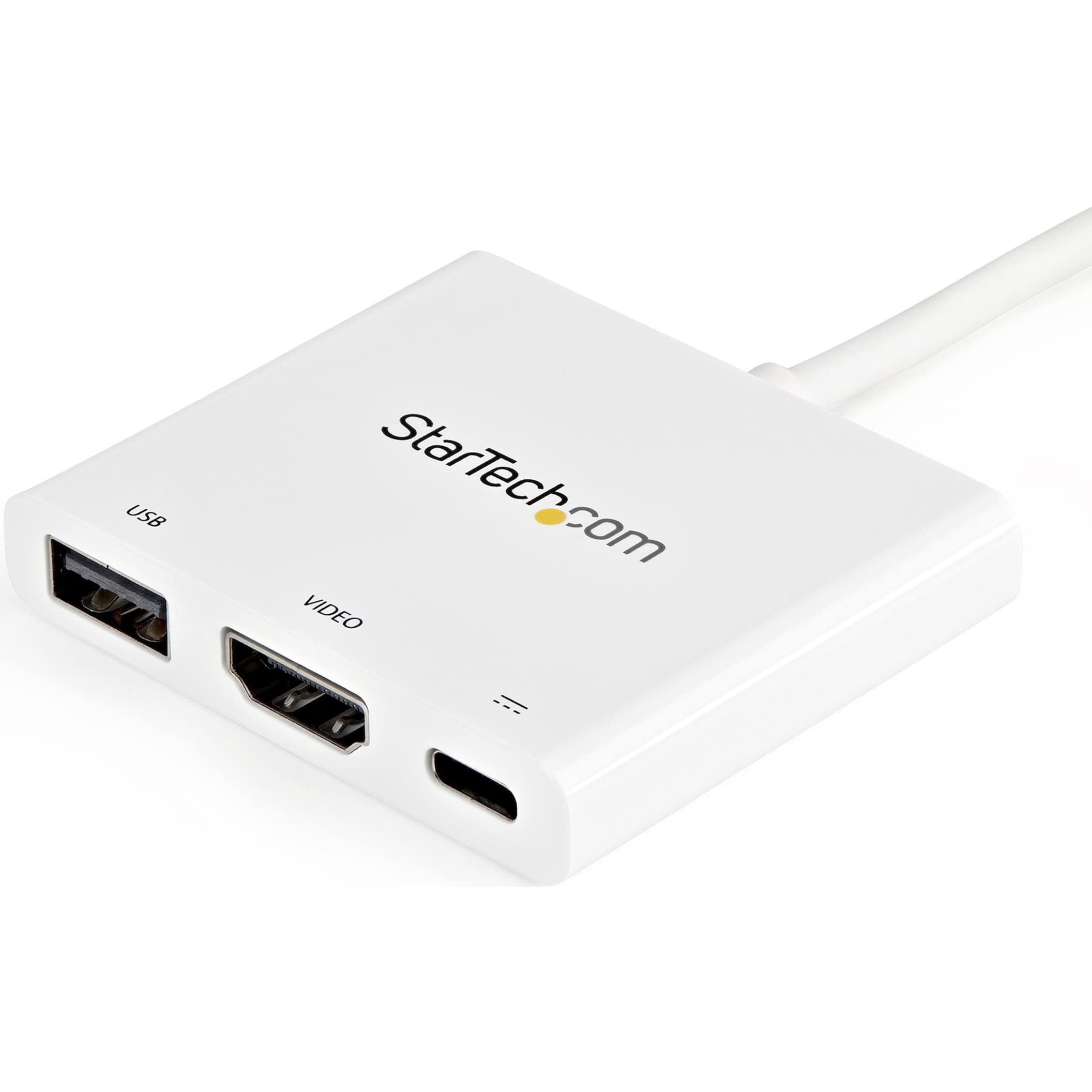 StarTech.com USB-C to HDMI Adapter - 4K 30Hz Thunderbolt 3 & Power Delivery Compatible - White USB C Dongle (CDP2HDUACPW) - Perfect for MacBook Pro, Dell XPS & Surface Laptop Connectivity