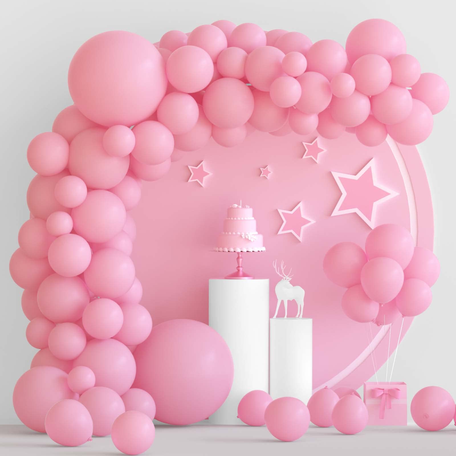 TUPARKA 102 Pcs Light Pink Balloons Garland Arch Kit - 5,10,12,18 Inch Balloons with Decorative Strip for Birthday, Baby Shower, Wedding & Easter Party Decorations | Perfect for Indoor & Outdoor Celebrations