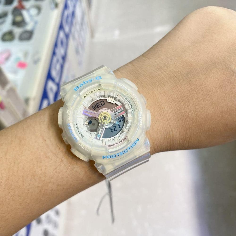 CASIO BABY-G BA-110PL-7A2DR Women's Digital Sports Watch with White Resin Band - Waterproof, Shock Resistant for Running, Swimming & Outdoor Activities
