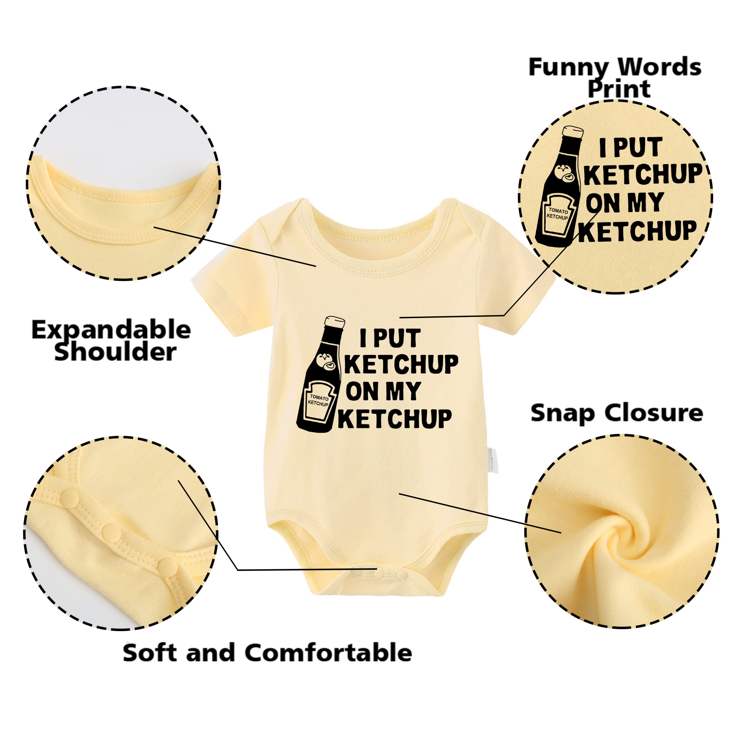 YSCULBUTOL Funny Baby Twins Bodysuits - Cute 'I Put Ketchup On My Ketchup' Onesies for Newborn Boys & Girls | Soft Cotton Infant Outfits, Perfect Baby Shower Gifts for Birthdays & Family Photos