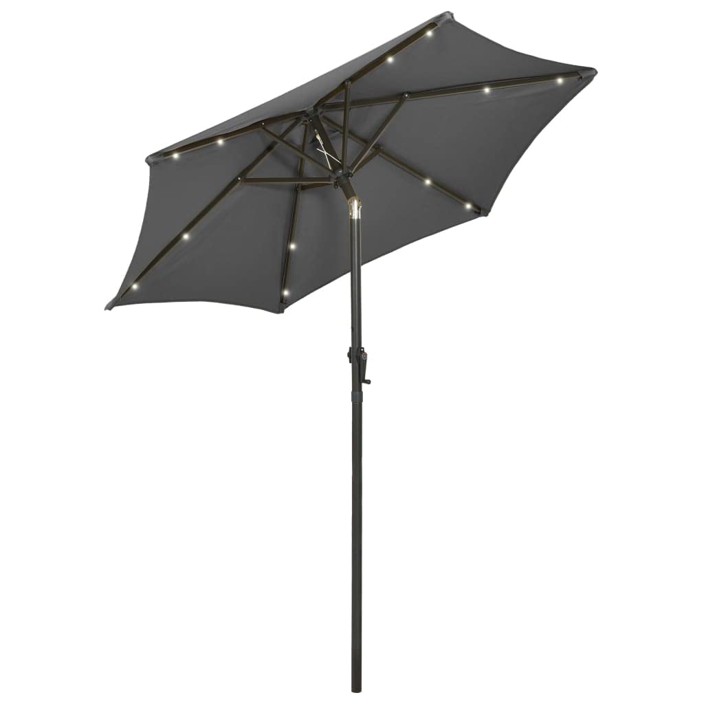vidaXL LED Garden Parasol with Aluminum Frame - Patio Sunshade Canopy for Outdoor Dining, Poolside Lounging & Backyard Relaxation