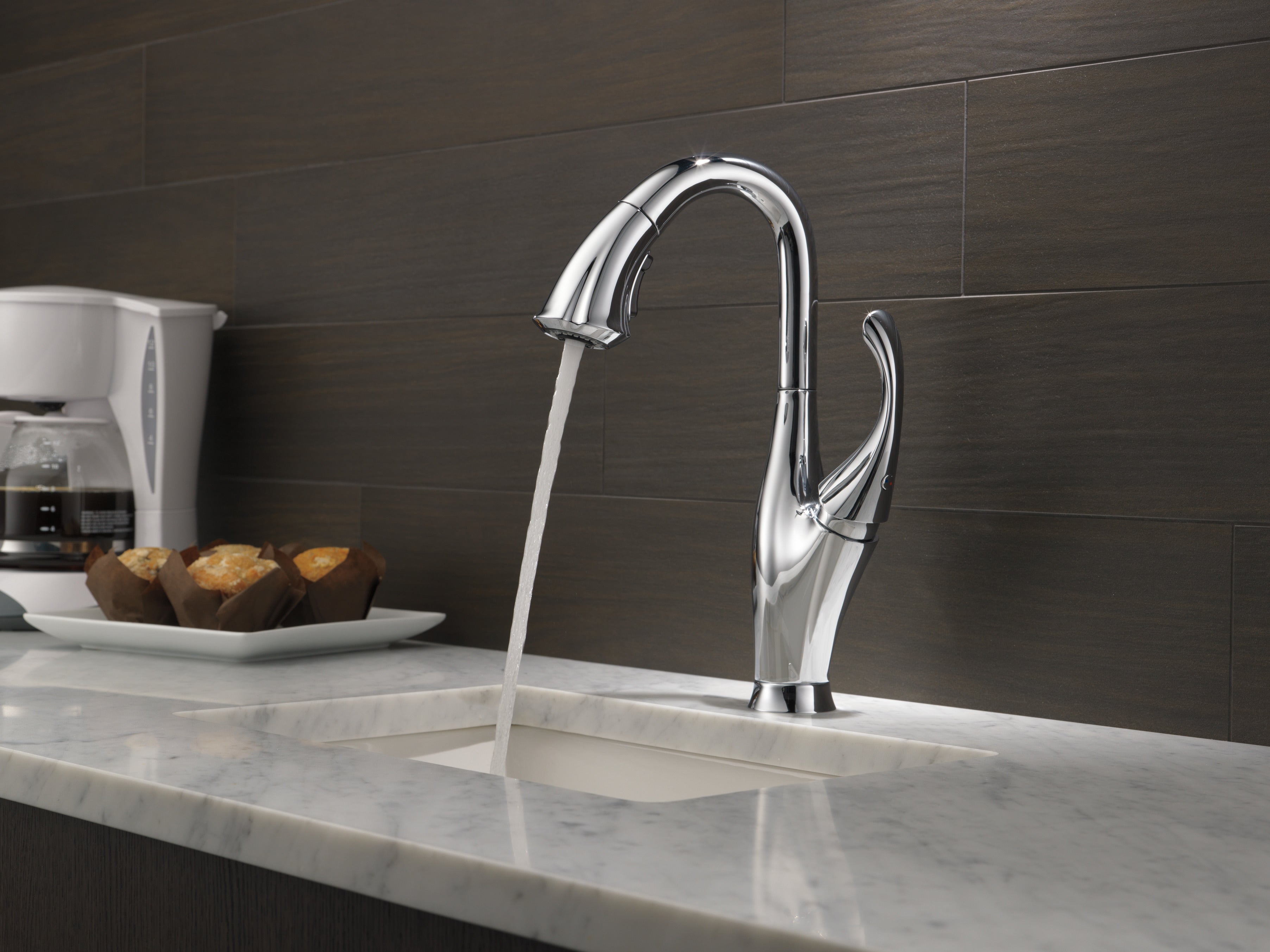 Delta Addison Champagne Bronze Bar Faucet with Pulldown Sprayer - 9992 CZ DST Model for Modern Kitchen Sink, Bar, or Wet Bar Installation