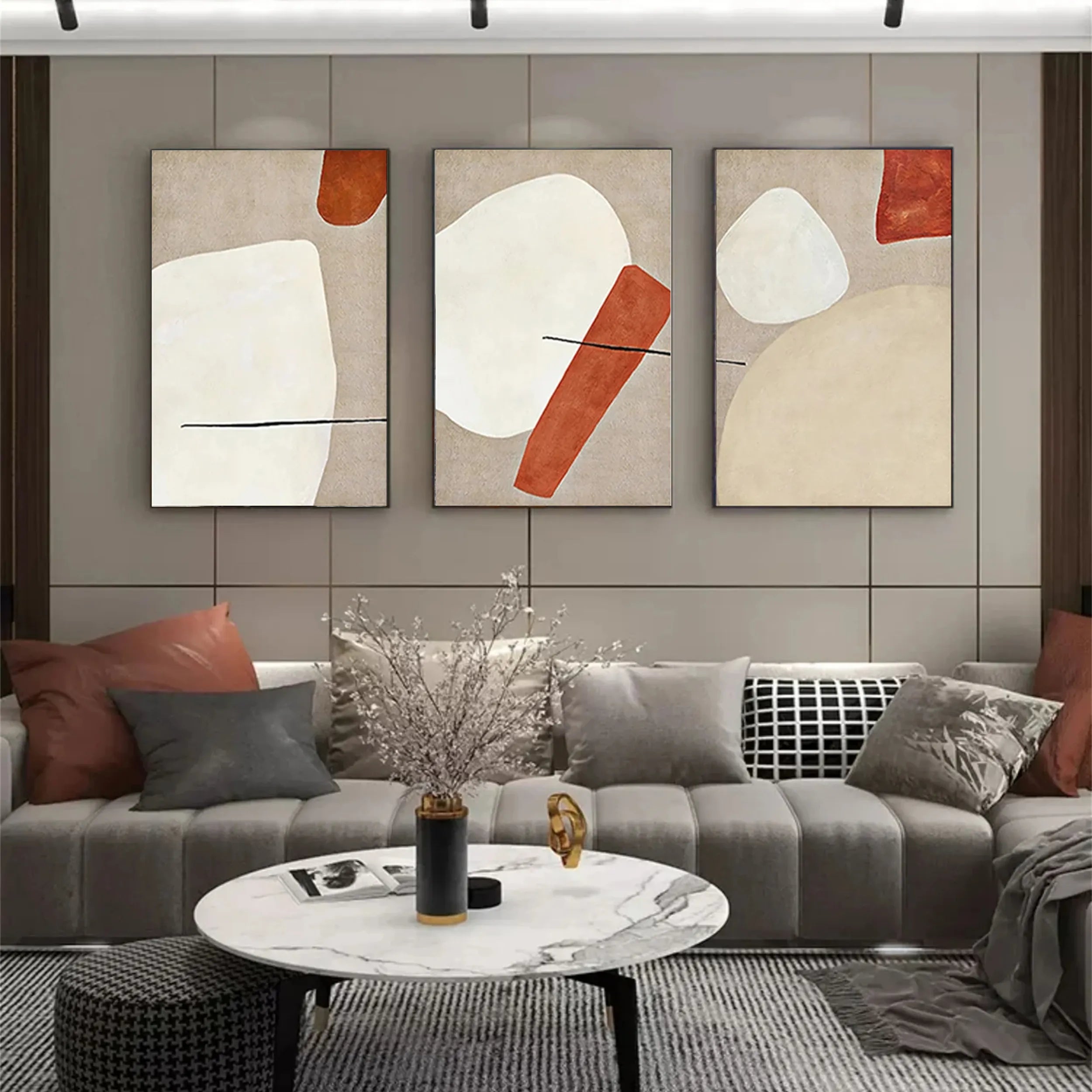Abstract Tranquility Set of 3 Wall Art Prints - Modern Minimalist Home Decor for Living Room, Bedroom & Office - #AB139 - Perfect for Creating a Calming Atmosphere in Any Space