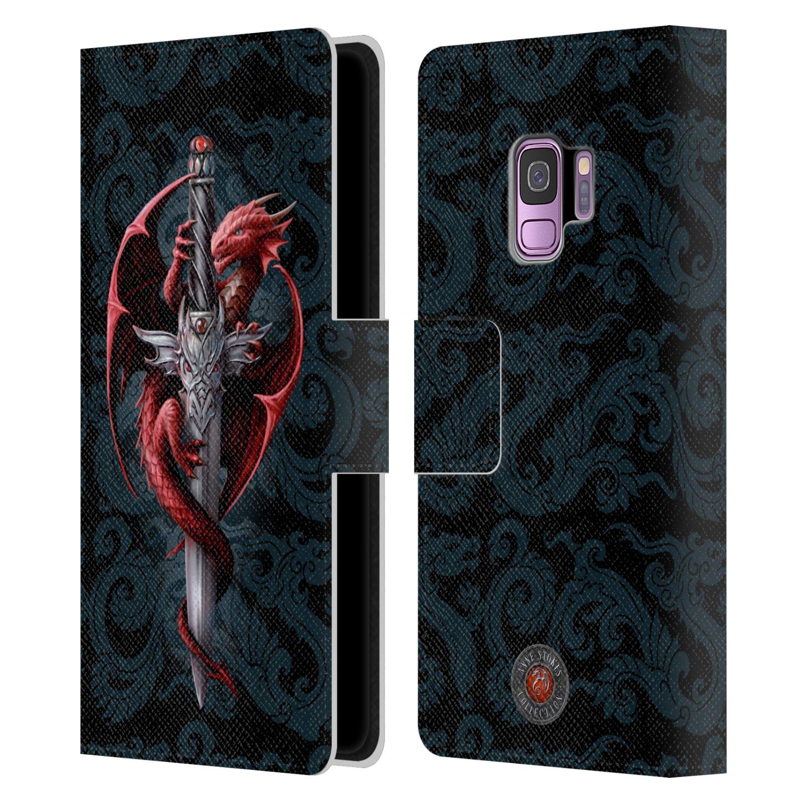 Anne Stokes Dagger Dragons Leather Book Wallet Case Cover for Samsung Galaxy S9 | Officially Licensed by Head Case Designs | Perfect for Daily Use & Gift Giving