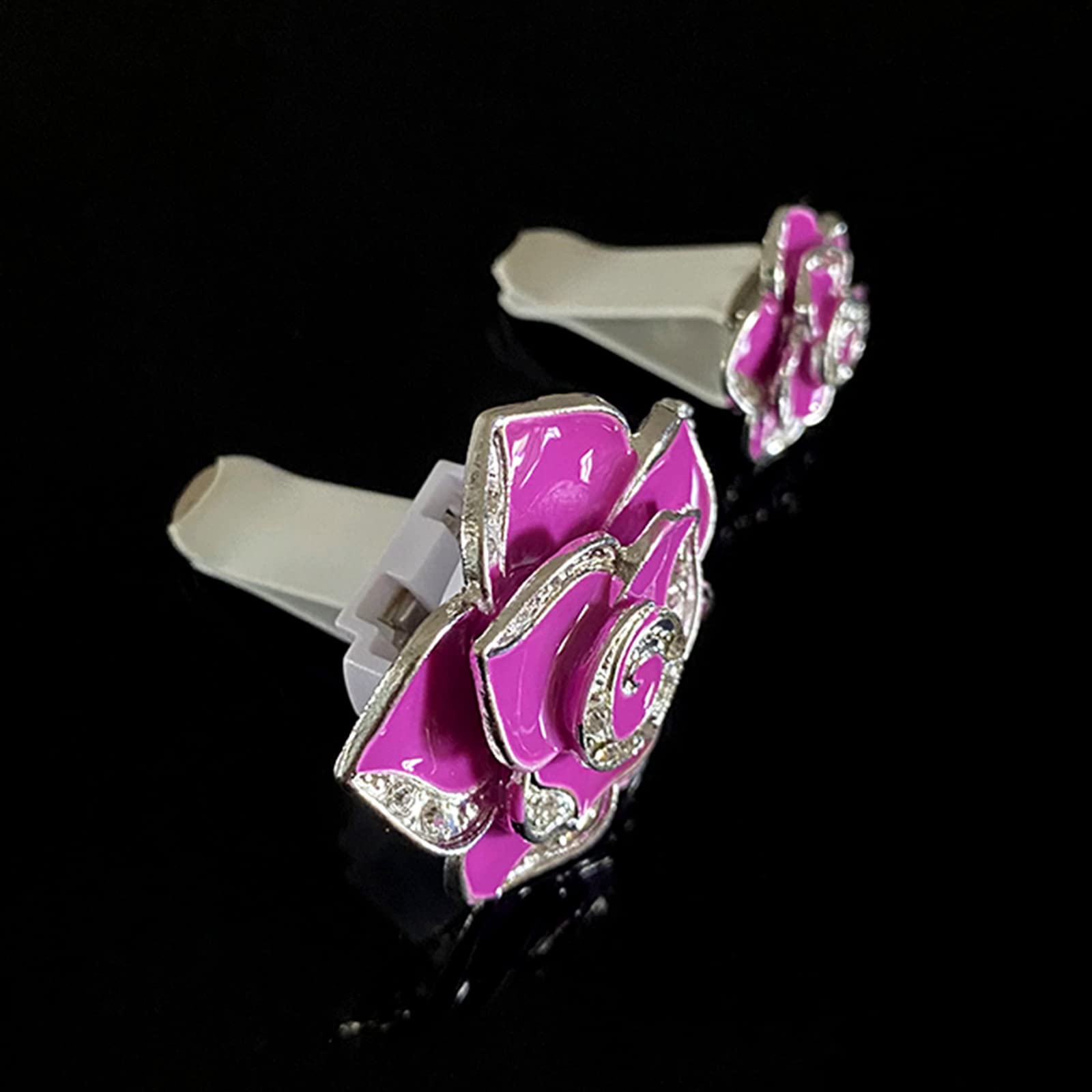 2 Pcs Camellia Air Vent Clips - Cute Flower Car Air Freshener Clip with Crystal Rose Design, Bling Car Air Outlet Decor for Women & Girls - Perfect for Car Interior Decorations & Aromatherapy While Driving