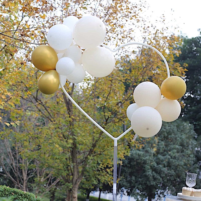 2-Pack Heart Shaped Plastic Balloon Arch Stand Kit - White for Wedding, Birthday Party & Baby Shower Decorations