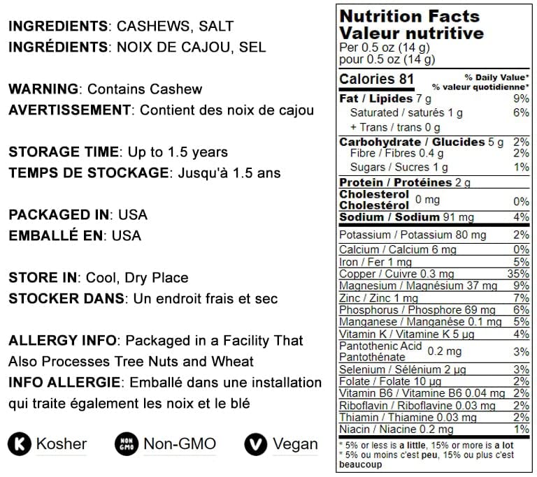 Food to Live Dry Roasted Whole Cashews with Himalayan Salt, 14 Pounds - Oven Roasted Lightly Salted Fancy Cashew Nuts, No Oil Added, Vegan, Kosher, Bulk Snacks - Crunchy Texture for Healthy Snacking, Parties, and Gift Baskets