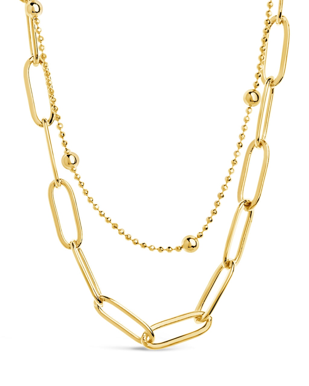 Leah Beaded & Paperclip Layered Chain Necklace - Trendy Women's Fashion Jewelry for Casual Wear, Date Night & Office Outfits