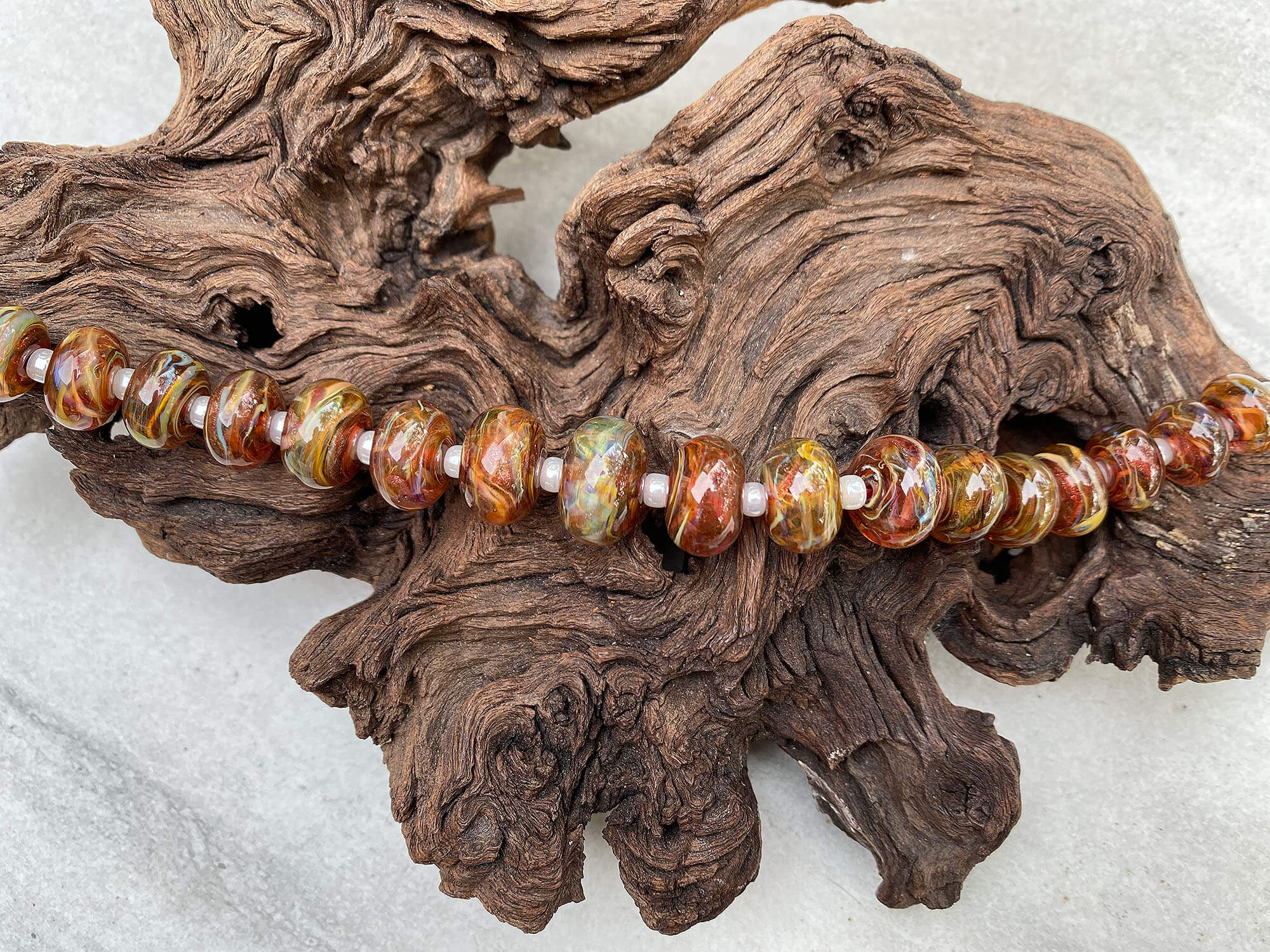 19 Ruby Brown Swirls Graduated Lampwork Beads - Handmade Glass Beads for Jewelry Making, DIY Crafts & Necklace Design - Perfect for Bracelets, Earrings and Home Decor Projects
