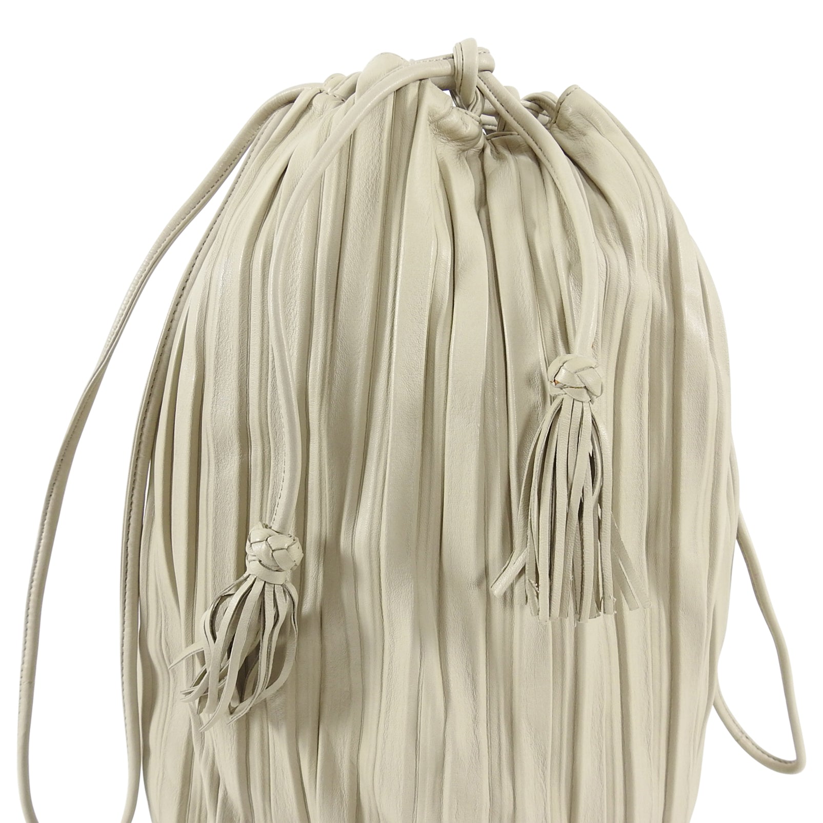Armani Le Collezioni Bone Pleated Leather Drawstring Shoulder Bag for Women - Stylish Crossbody Purse with Adjustable Strap, Perfect for Work, Travel & Evening Events