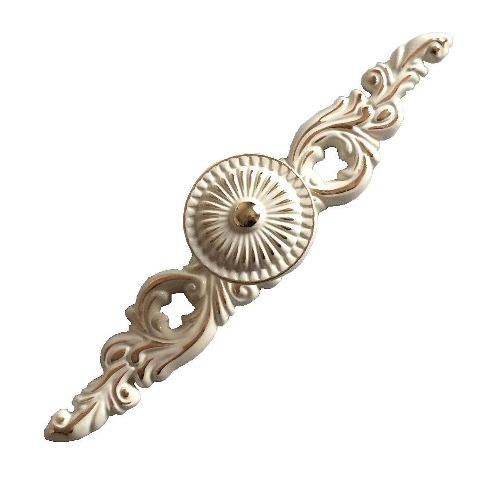 Elegant Creamy White Gold Drawer Knobs with Back Plate - Vintage Cabinet Pulls for Dresser, Kitchen Cabinets & Furniture Hardware (Small Plate Included) - Perfect for Home Renovation & DIY Projects