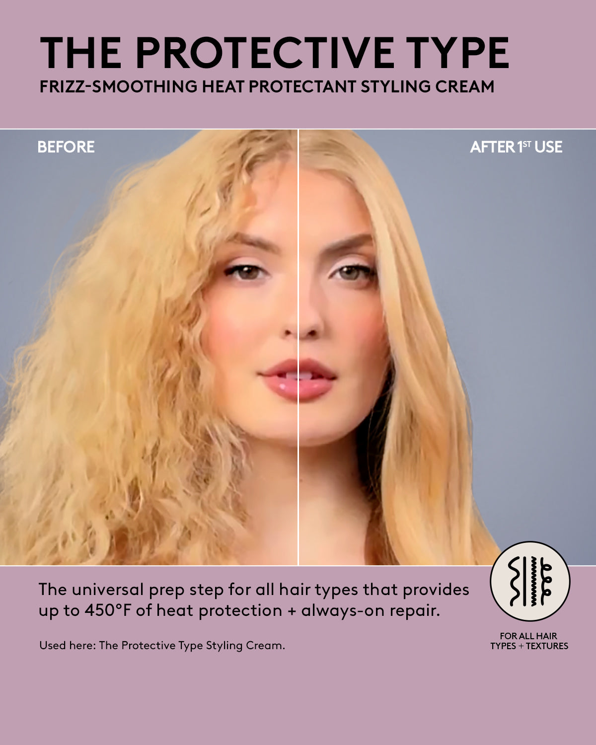 Frizz Smoothing Heat Protectant Styling Cream for Hair - Anti-Frizz & Thermal Protection - Perfect for Straightening, Blow Drying & Styling Damaged Hair