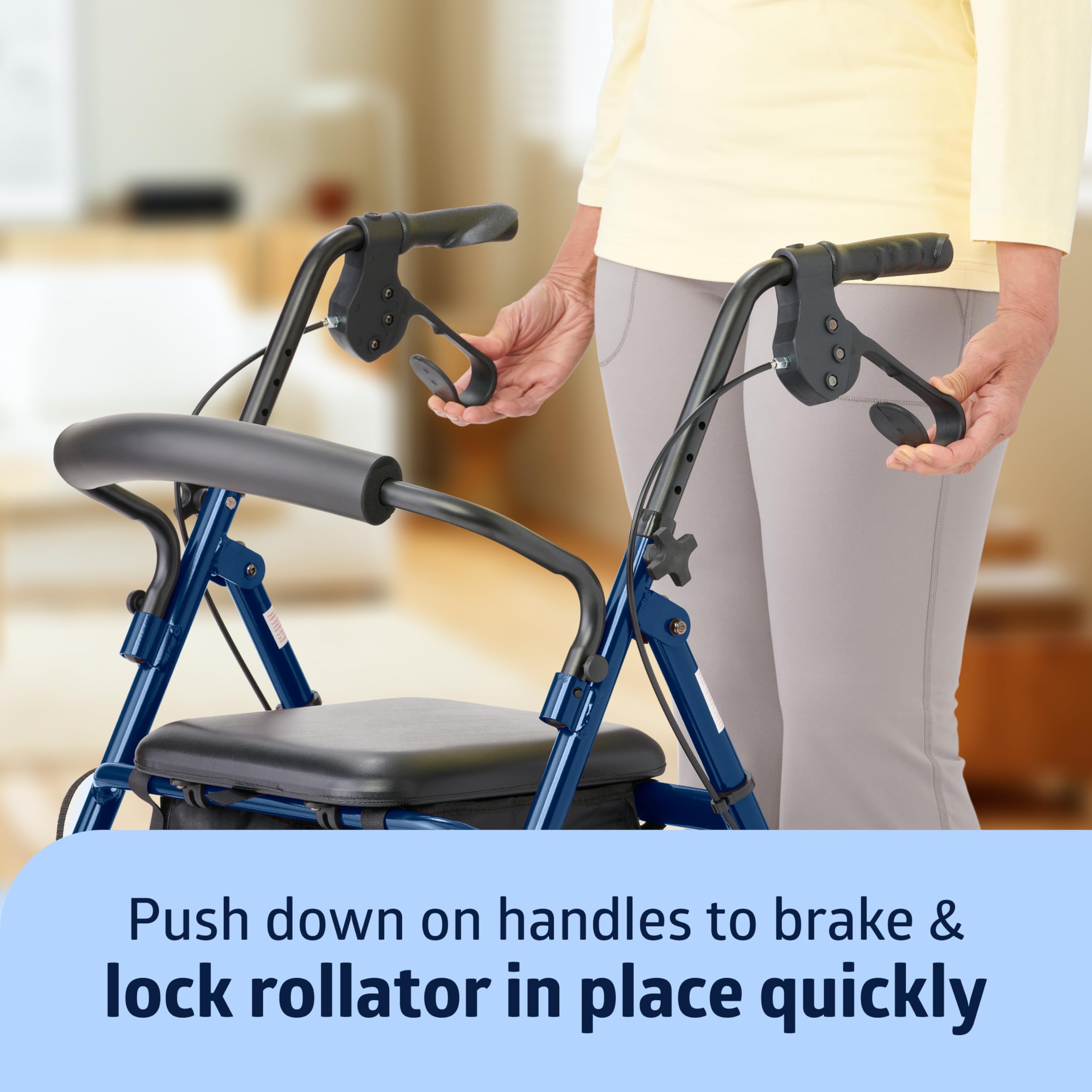 Medline Aluminum Rollator Walker with Seat - Lightweight Foldable Mobility Aid, 250 lb Capacity, Adjustable Handles & 6