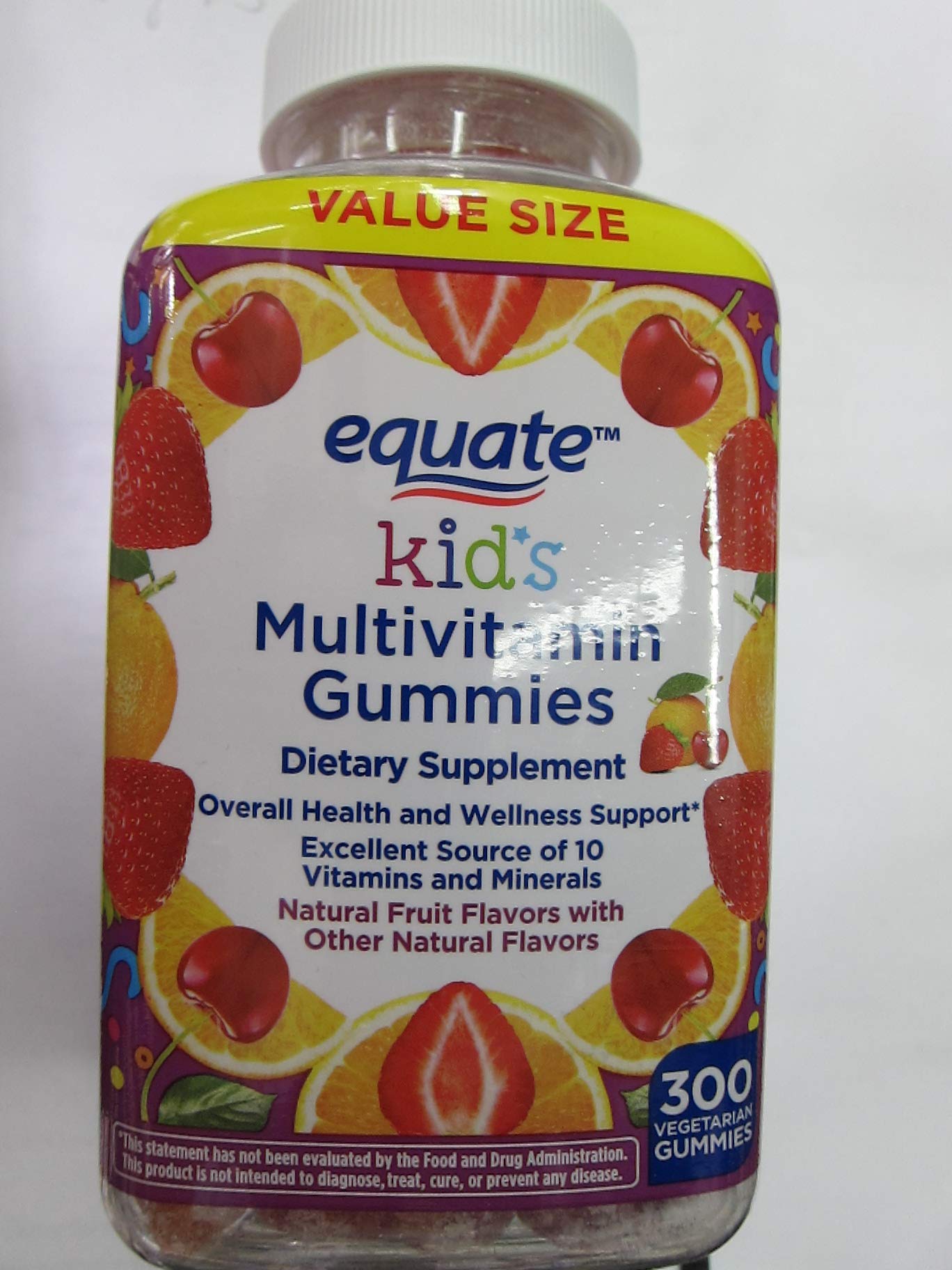 Equate Kids Multivitamin Gummies - 300 Vegetarian Fruit Flavored Vitamins & Minerals for Children (Pack of 2) | Immune Support & Daily Nutrition Supplement for Growing Kids