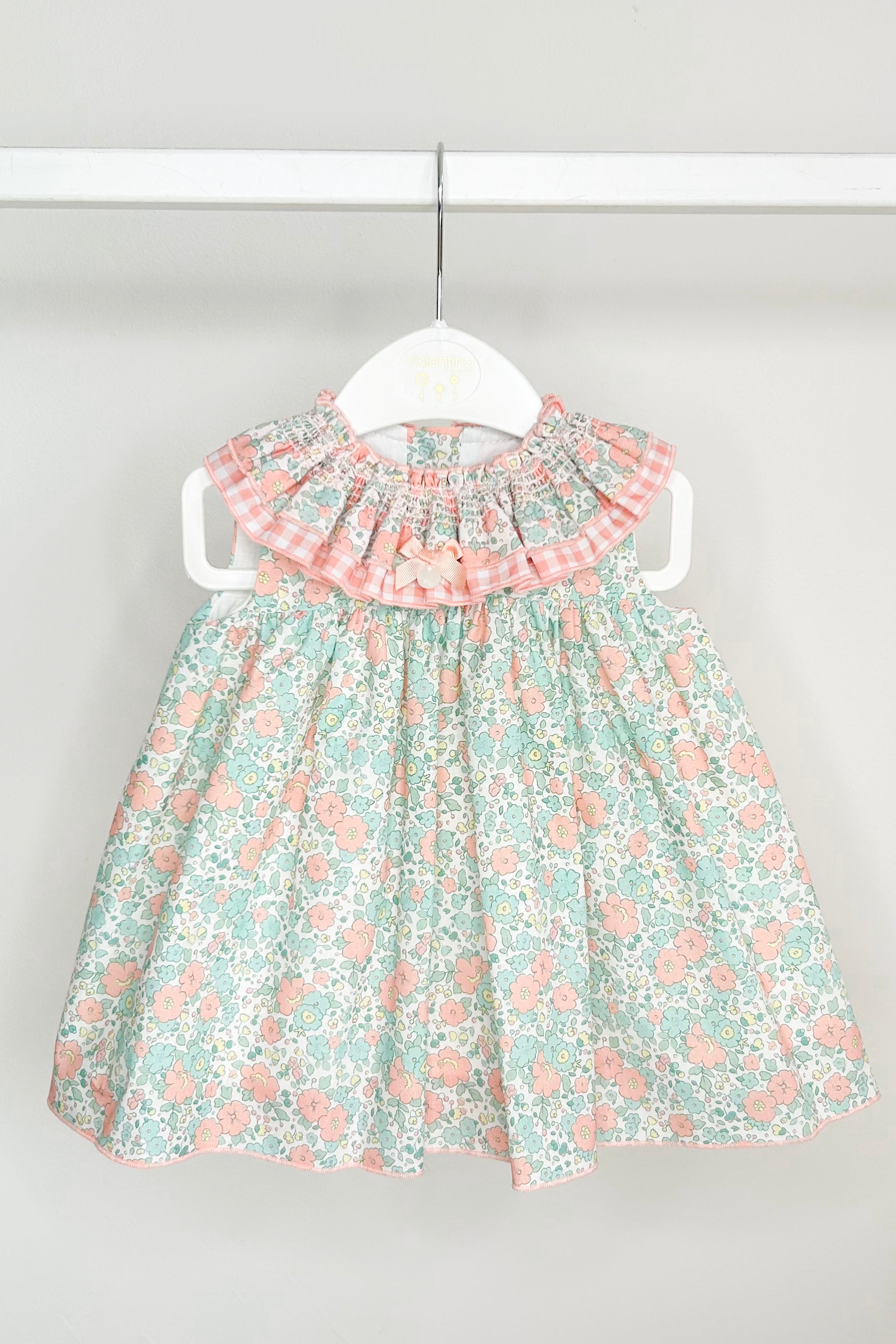Valerie Mint & Peach Floral Dress with Bloomers - Elegant Floral Print Summer Dress for Women | Perfect for Garden Parties, Weddings & Brunch Dates