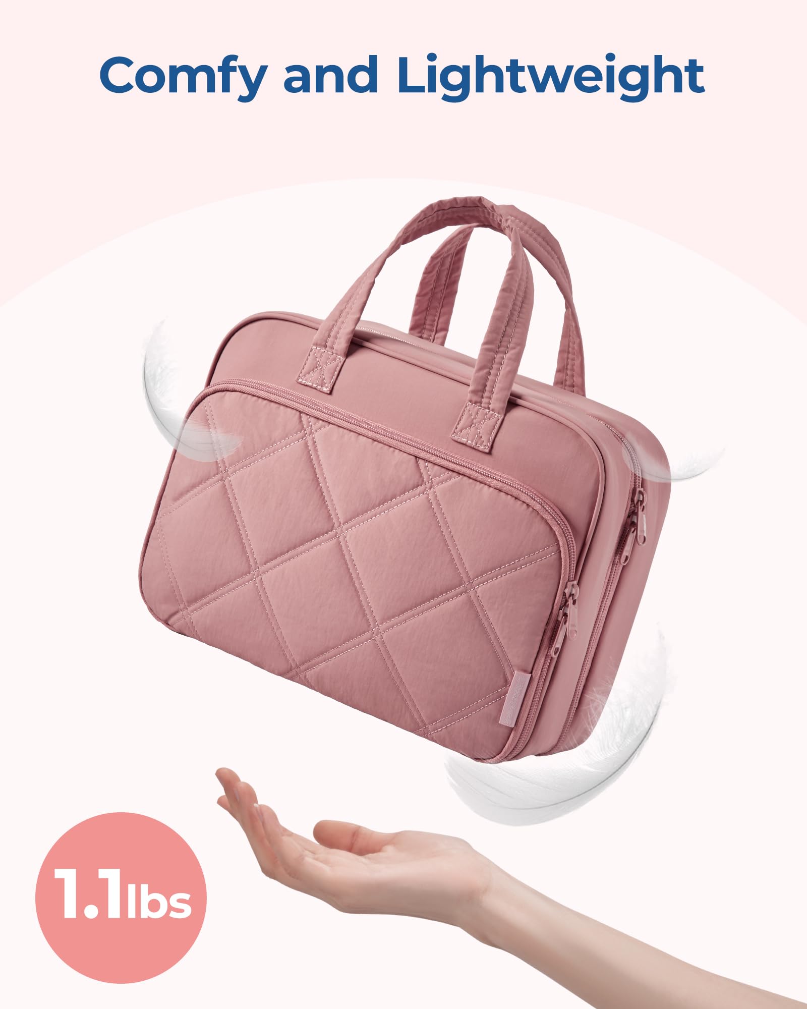BAGSMART Hanging Toiletry Bag for Women - Puffy Travel Cosmetic Organizer with Jewelry Storage, Waterproof Makeup Bag with Multiple Compartments | Perfect for Travel, Gym, Camping & Daily Essentials (Medium Size)