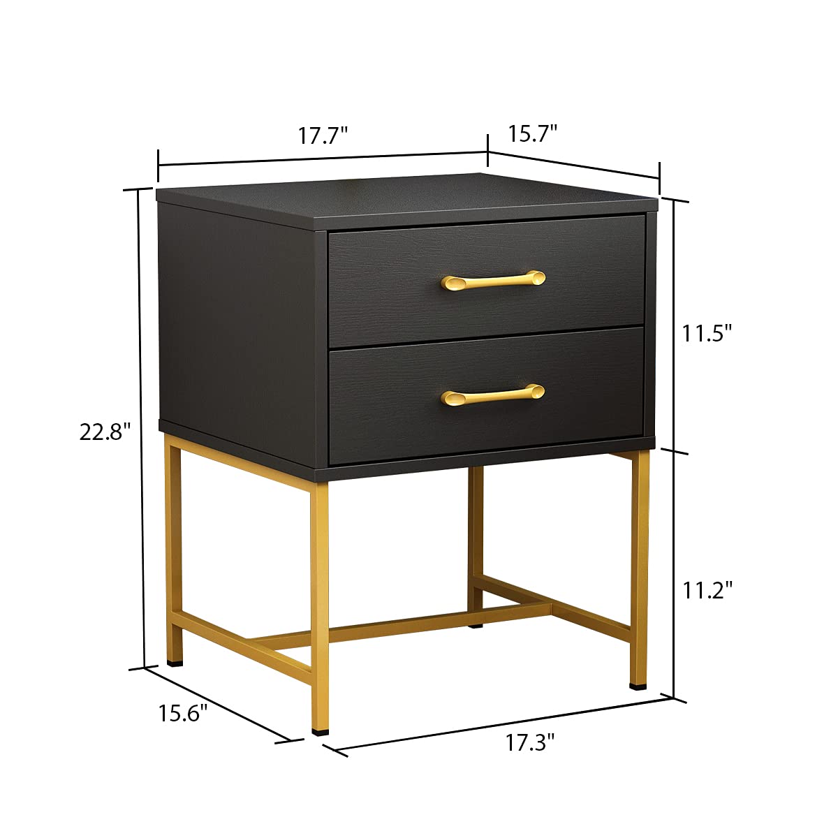 FUFU&GAGA 2-Drawer Tall Dresser with Metal Legs - Modern Storage Cabinet Organizer for Bedroom, Living Room, Closet | Space-Saving Entryway & Hallway Furniture (Black) - Perfect for Small Apartments & Dorm Rooms