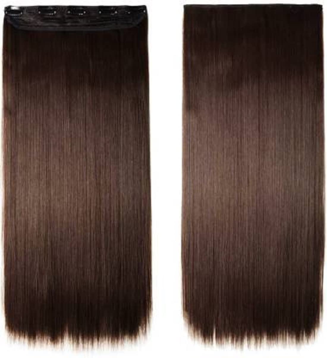 Premium Sarpa Brown Hair Straight Extensions - 100% Human Hair Clip-in for Length & Volume - Perfect for Parties, Weddings & Everyday Styling