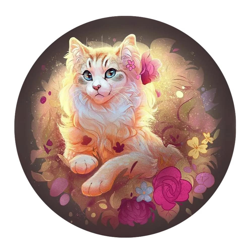 300 Piece Animal Series Cat Wall Art Puzzle - Round Wooden Jigsaw Puzzle for Adults & Kids, Stress Relief & Educational Toy, Perfect for Family Bonding & Home Decor