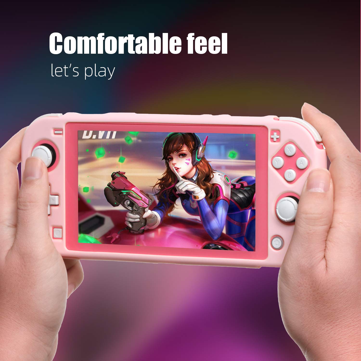ECHZOVE Protective Hard Case for Nintendo Switch Lite - Comfort Grip Pink Cover | Shockproof & Scratch-Resistant | Perfect for Travel, Gaming On-The-Go & Everyday Protection