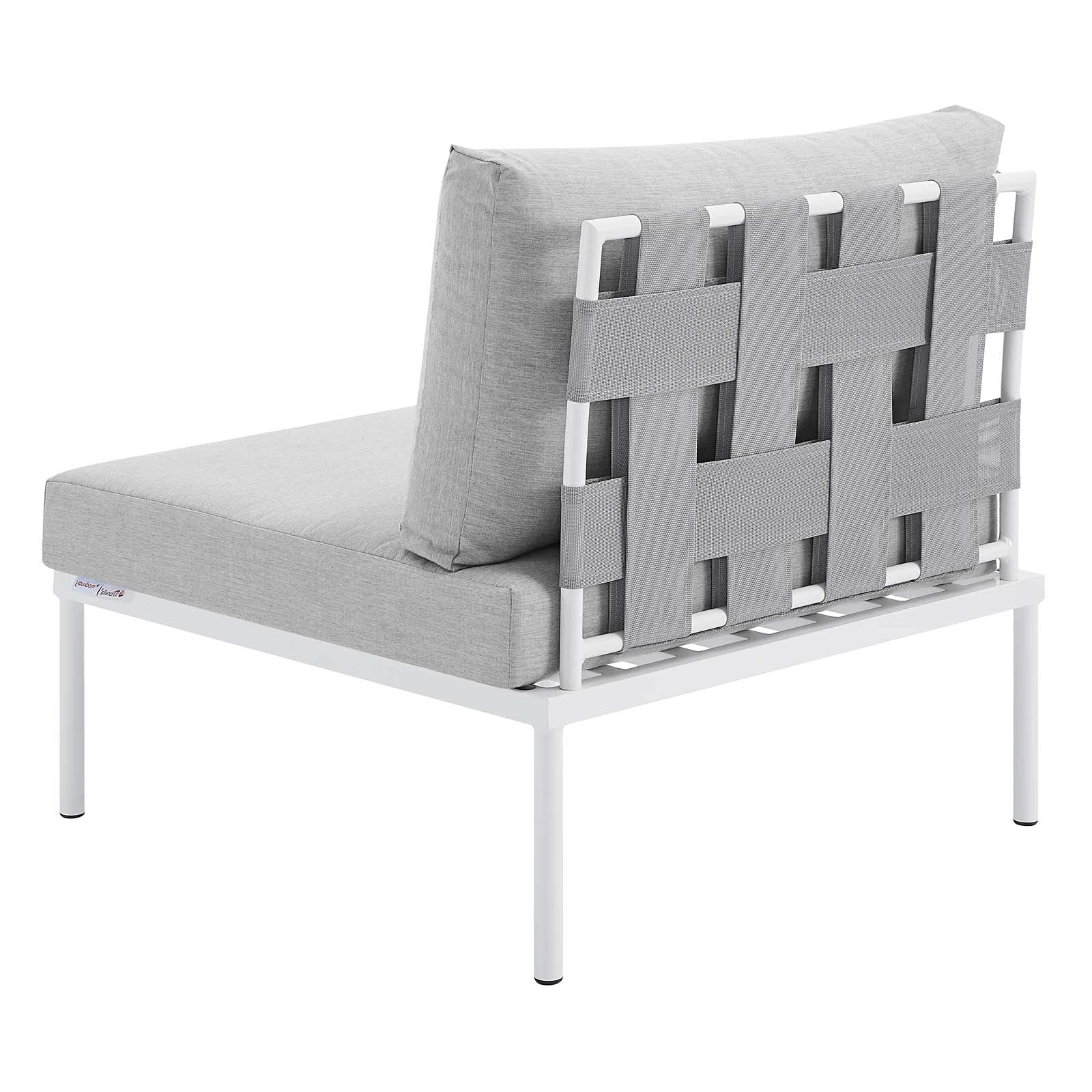 Modern Aluminum Grey Lounge Sectional Sofa Set with Chair & Table - Outdoor Patio, Garden, Cafe, Poolside Relaxation Furniture