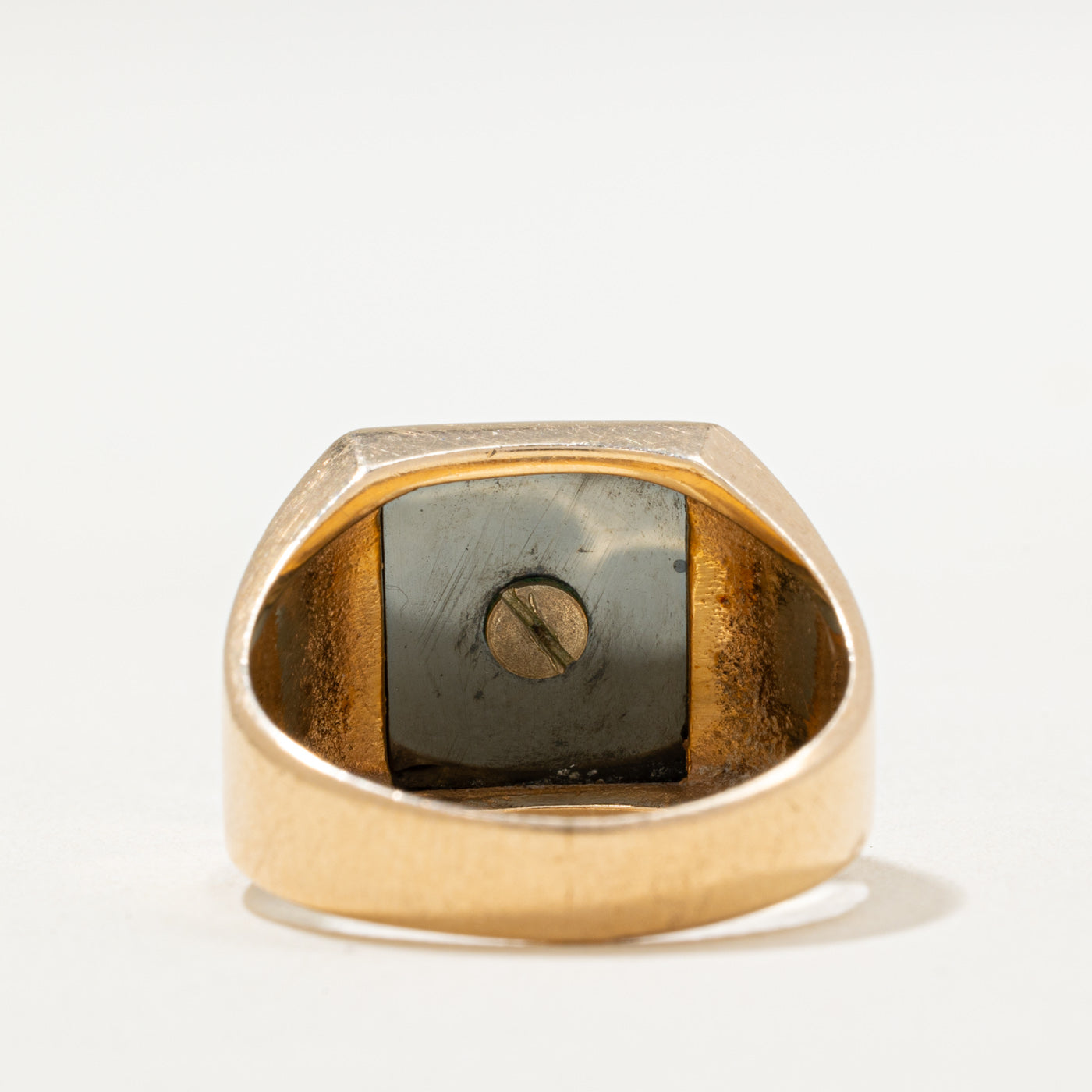 14K Hematite 'K' Initial Signet Ring - 3.00ct Genuine Stone, Size 7 - Elegant Personalized Jewelry for Men & Women | Perfect for Gifts, Engagements & Everyday Wear