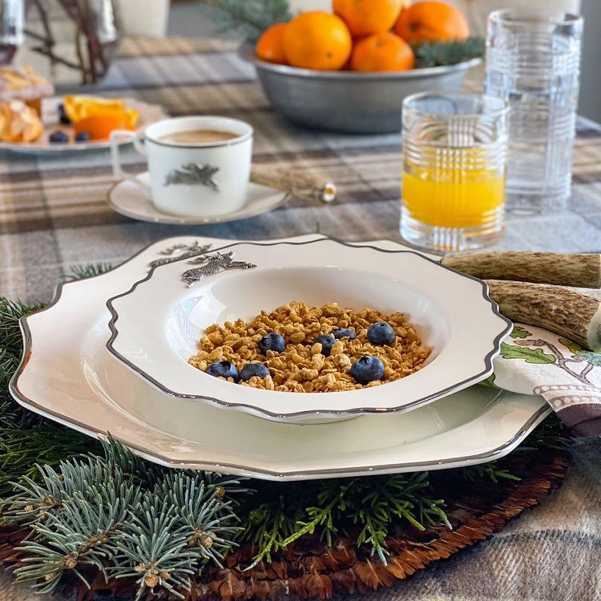 Premium Leaping Elk Bone China Dinnerware Set - Elegant Porcelain Plates, Bowls & Cups - Perfect for Fine Dining, Weddings & Special Occasions