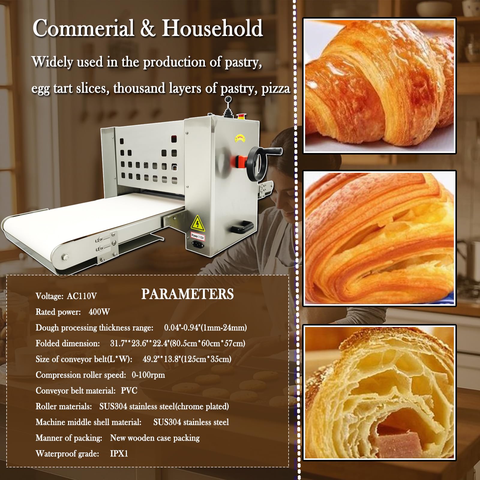 Stainless Steel Mini Dough Sheeter Machine 49