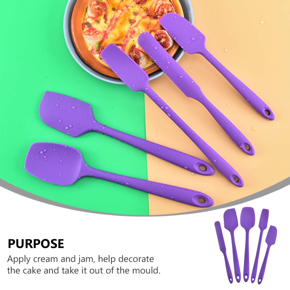 Hemoton 5-Piece Silicone Spatula Set - Heat-Resistant Baking Scrapers, Non-Stick Cooking Utensils for Mixing, Spreading Butter & Frosting (Purple) - Perfect for Cake Decorating, Cookie Dough, and Kitchen Baking Needs