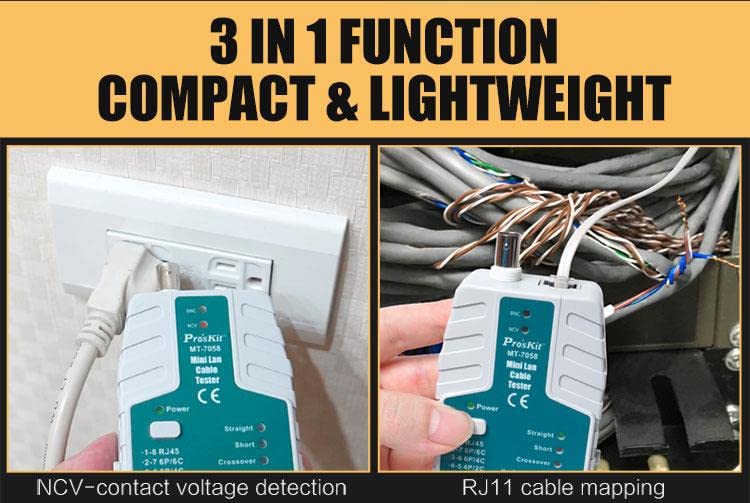 MT-7058 Mini LAN Cable Tester - Multifunctional Network Tester with Wire & Wireless Cable Tracking - Perfect for Home, Office & IT Network Maintenance