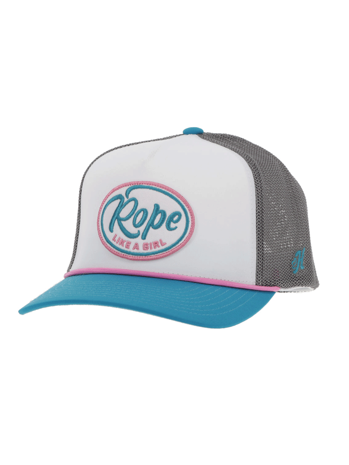 Hooey 2491T WHGY 'Rope Like A Girl' High Profile Snapback Hat - White | Western Rodeo & Cowgirl Fashion Accessory for Women