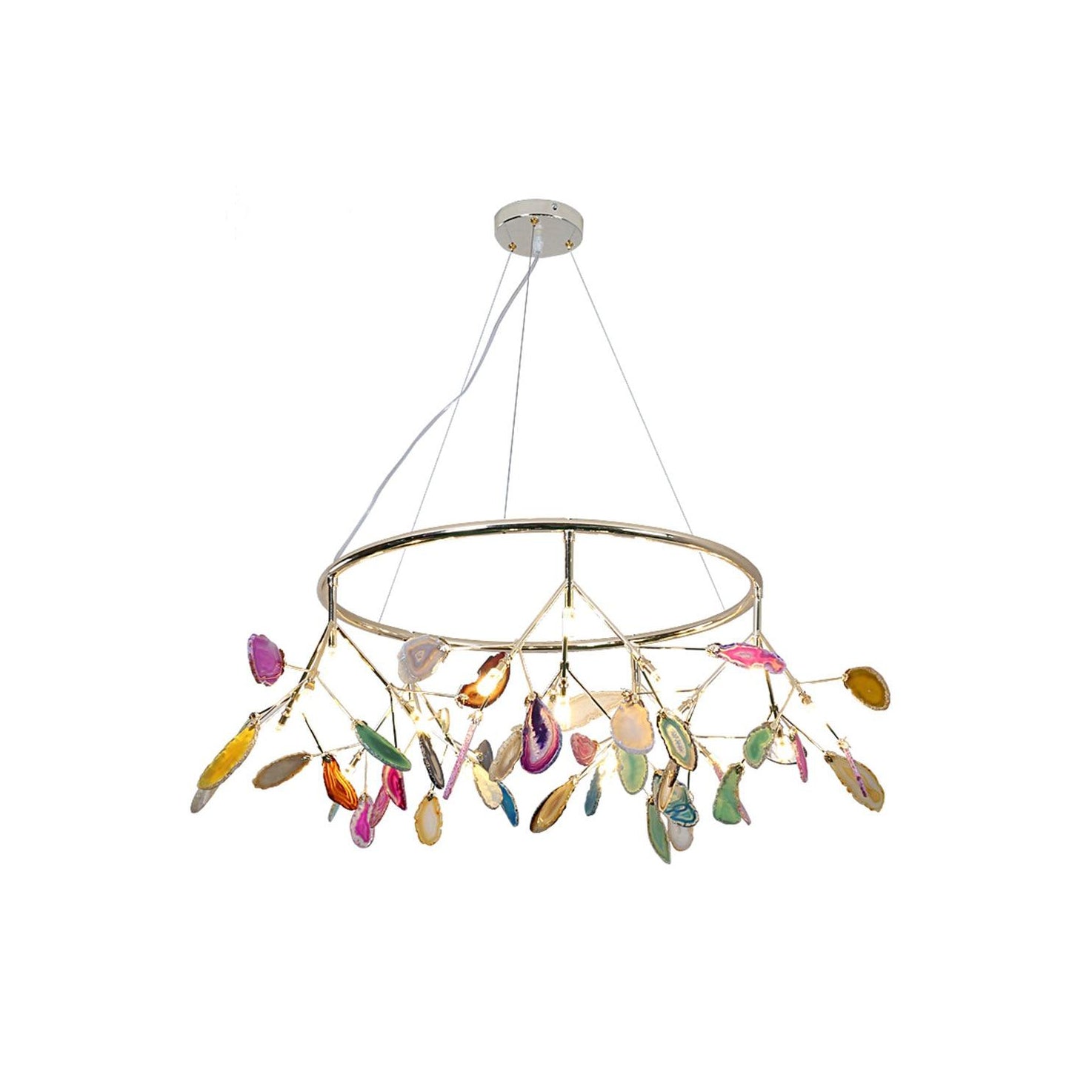 Agate Flake Chandelier - Elegant Natural Stone Crystal Ceiling Light Fixture for Dining Room, Living Room, Bedroom Decor | Modern Luxury Home Lighting