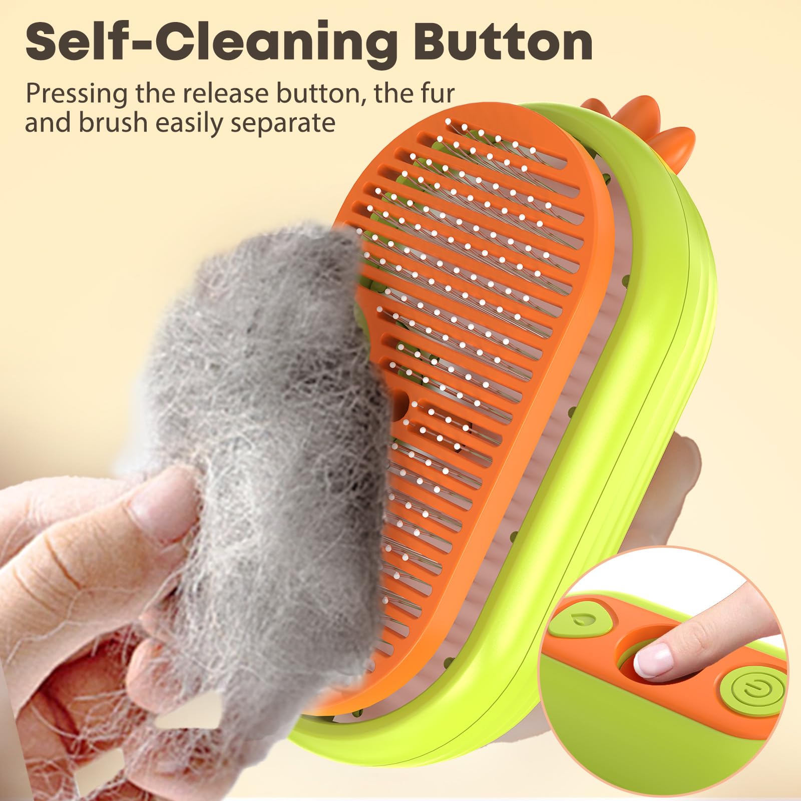 Rechargeable Cat Steam Brush for Shedding - 3-in-1 Self Cleaning Deshedding Tool with Steam for Long & Short Haired Cats & Dogs | Gentle Grooming Brush with Release Button | Perfect for Home Pet Care & Reducing Hairballs