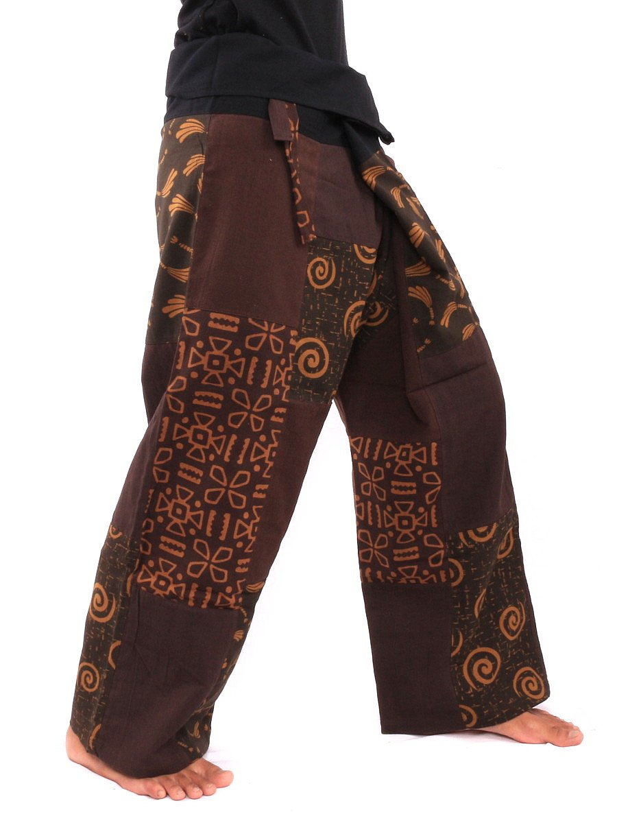 Thai Fisherman Pants - Handmade Patchwork Cotton Traditional Wrap Pants for Men & Women | Yoga, Meditation, Beachwear, Festival & Boho Fashion Outfit