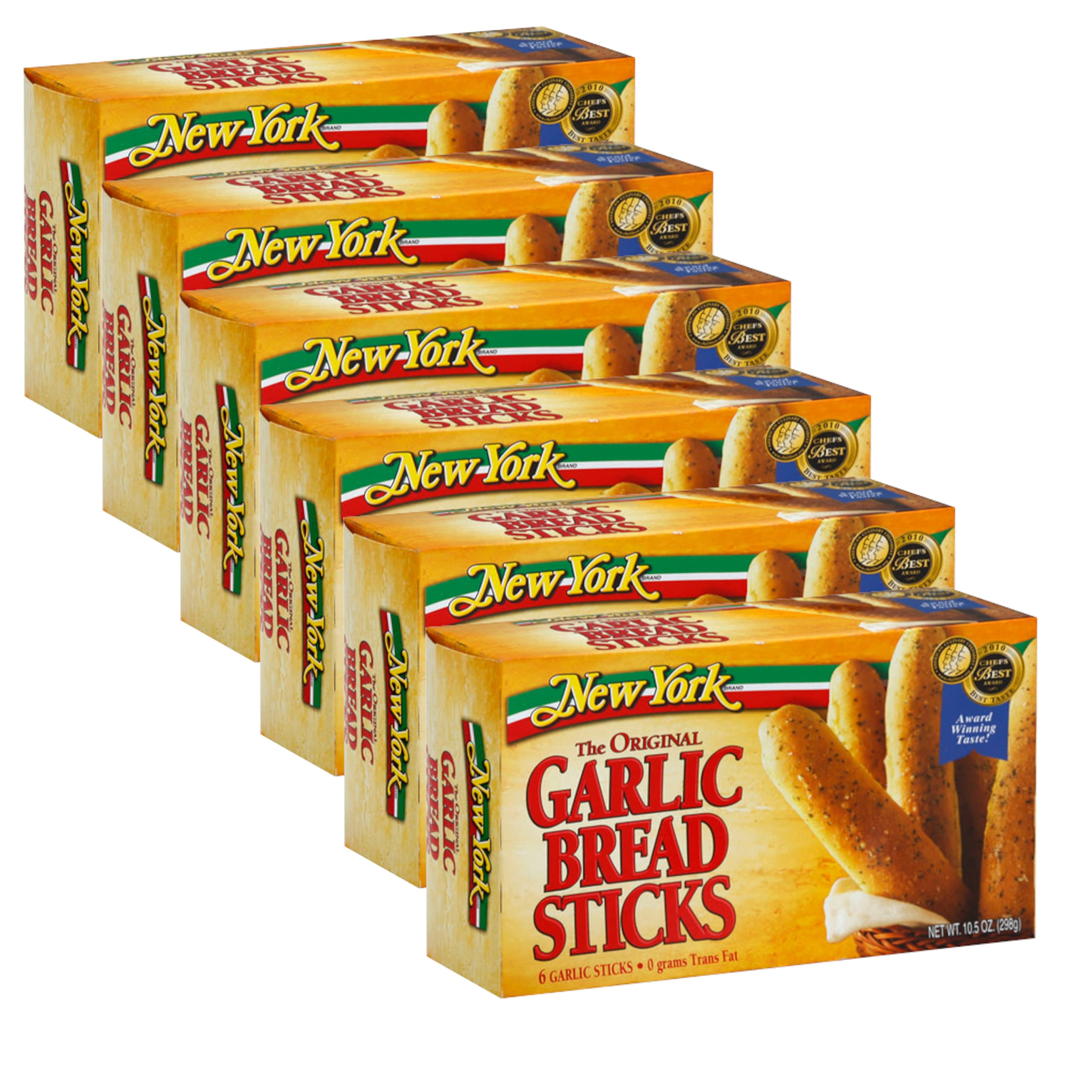 New York Bakery Garlic Bread Sticks - All Natural, Homemade, Preservative-Free, 0g Trans Fat per Serving - 6 Pack (10.5 oz, 6 Sticks Each) | Perfect for Parties, Family Dinners & Italian Cuisine | Supports Ready Set Gourmet Donate A Meal Program