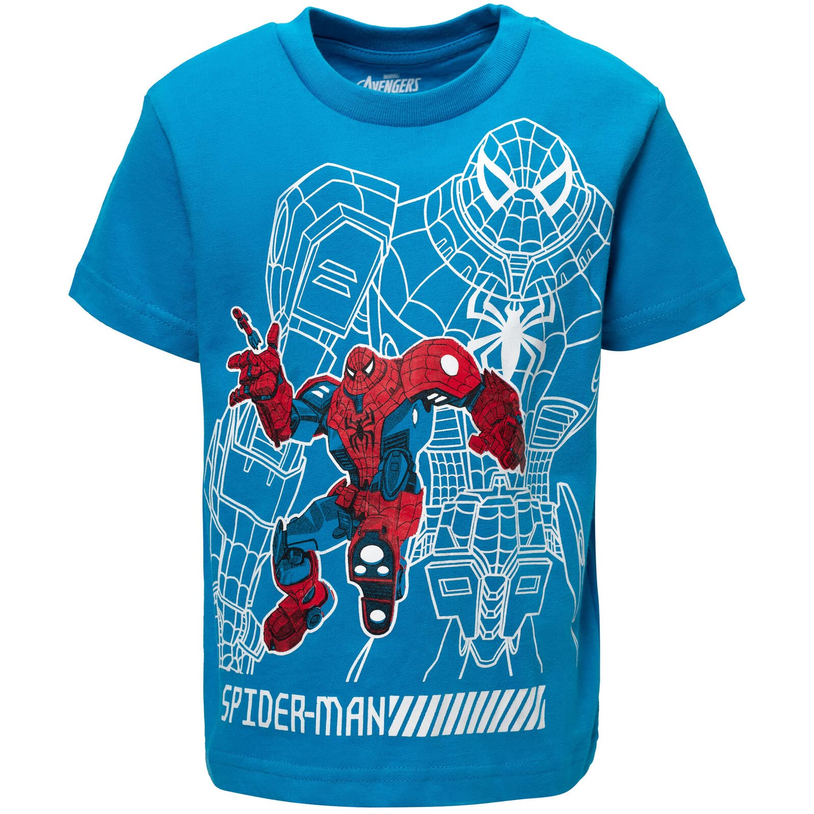 Marvel Avengers Spider-Man Mech Strike 4 Pack Boys' Cosplay Athletic T-Shirts - Toddler to Big Kid Sizes (2T-20) - Superhero Costume for Dress Up, Birthday Parties & Comic Con Events