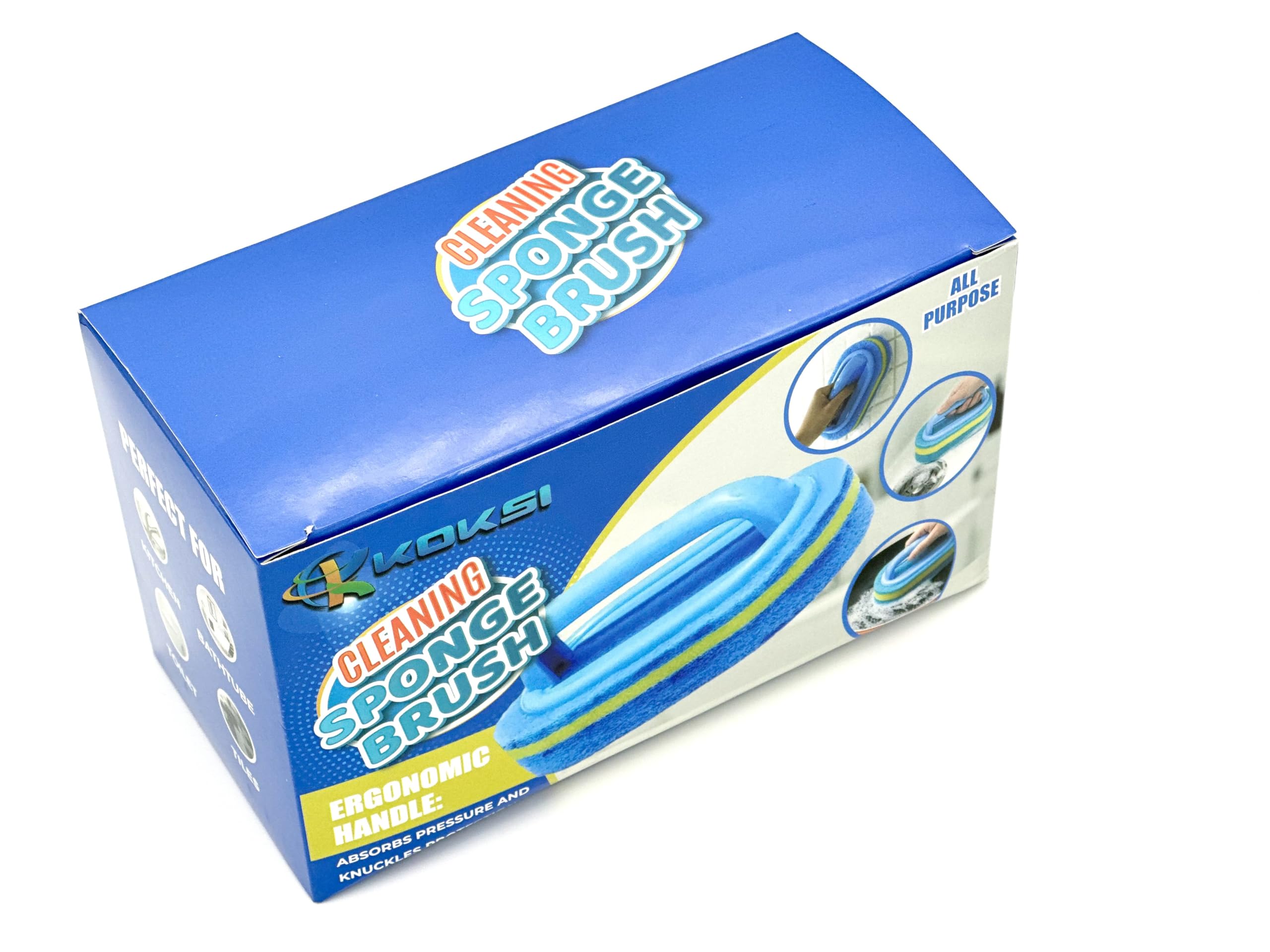 KOKSI All-Purpose Cleaning Brush for Bathroom, Kitchen, Bathtub & Toilet - Ergonomic Handle Scrub Brush for Shower, Sink & Tile Cleaning - Perfect for Deep Cleaning Grout, Stains & Hard Water Deposits