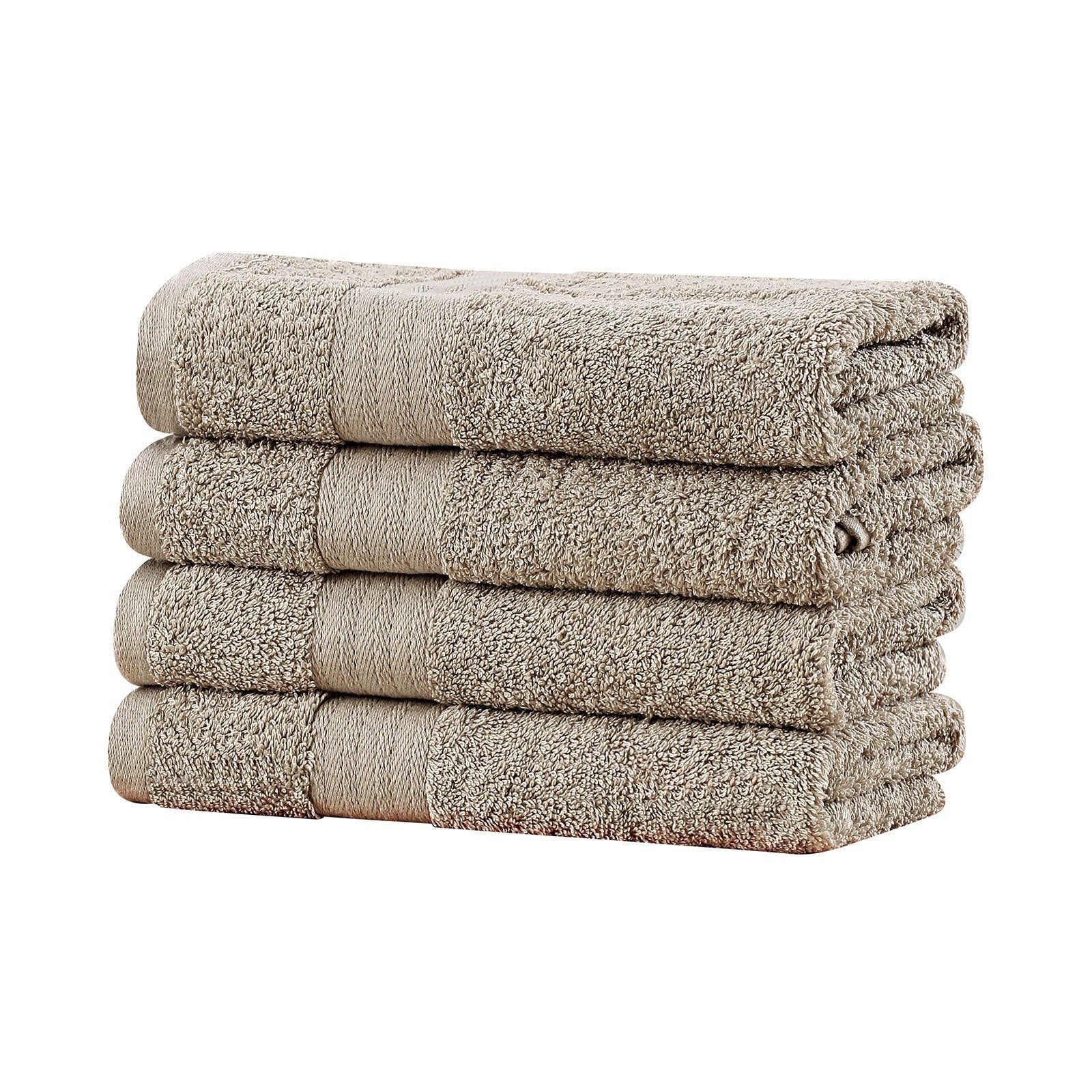 Linenland 4-Piece Cotton Bath Towel Set - Soft & Absorbent Hand Towels in Sandstone - Perfect for Bathroom, Spa & Guest Use