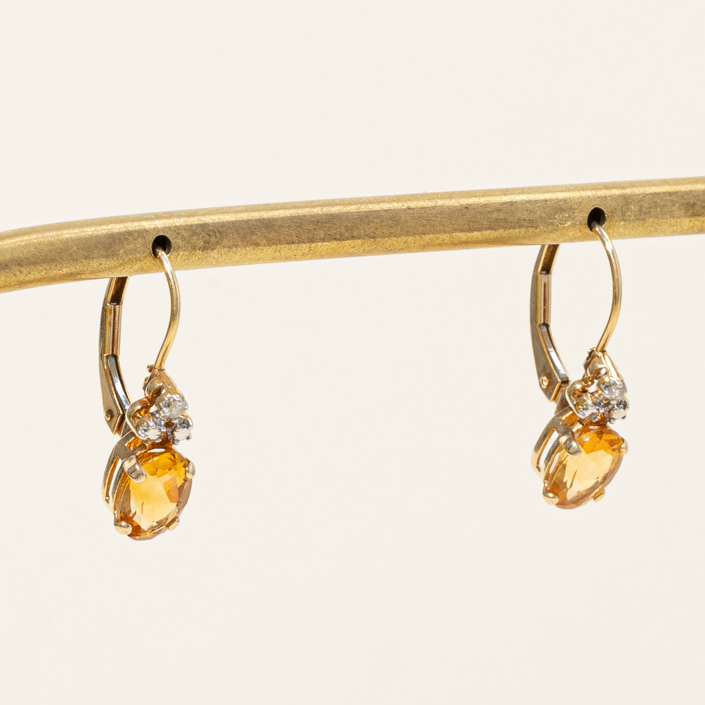 1.30ctw Citrine & Diamond Huggie Earrings | 0.02ctw Diamond Accents | Elegant Gold Hoop Earrings for Women | Perfect for Parties, Weddings & Everyday Wear