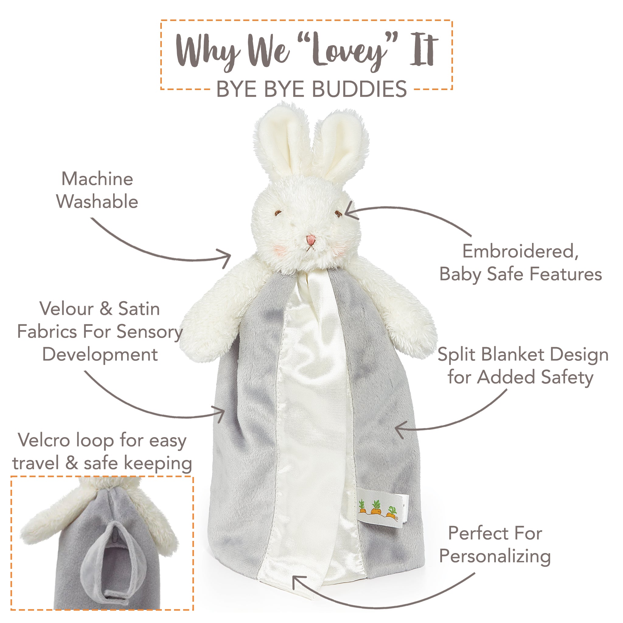 Bloom Bunny Bye Bye Buddy - Soft Plush Stuffed Animal Toy for Kids, Perfect for Comfort, Gifts, and Nursery Decor | Cute Bunny Plushie for Bedtime, Playtime, and Cuddling