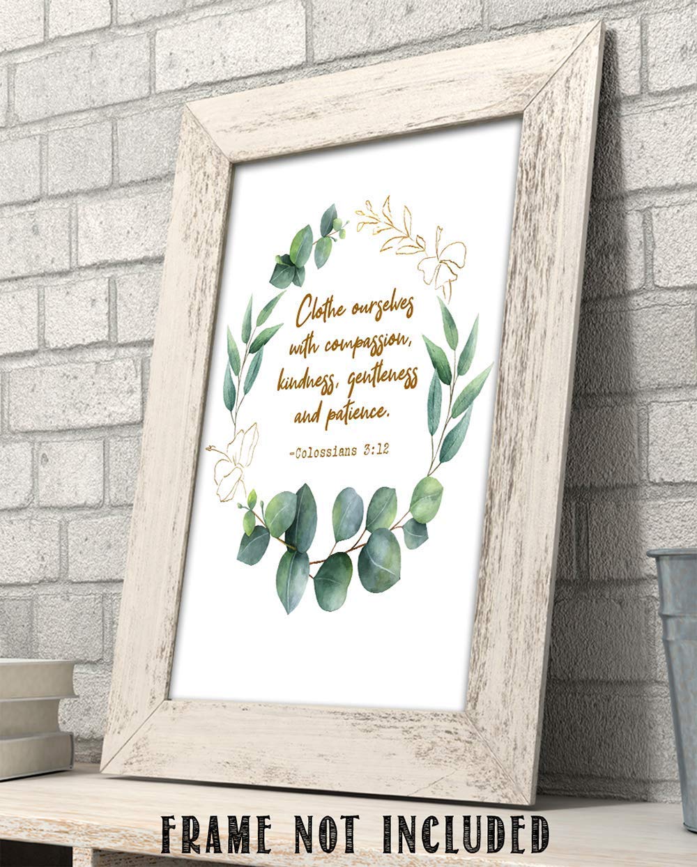TJ Originals - Colossians 3:12 Bible Verse Wall Art Print - 11x14 Inspirational Christian Home Decor with Floral Design - Perfect for Living Room, Bedroom & Church - Gift for Women, Family & Friends (Birthday, Housewarming)